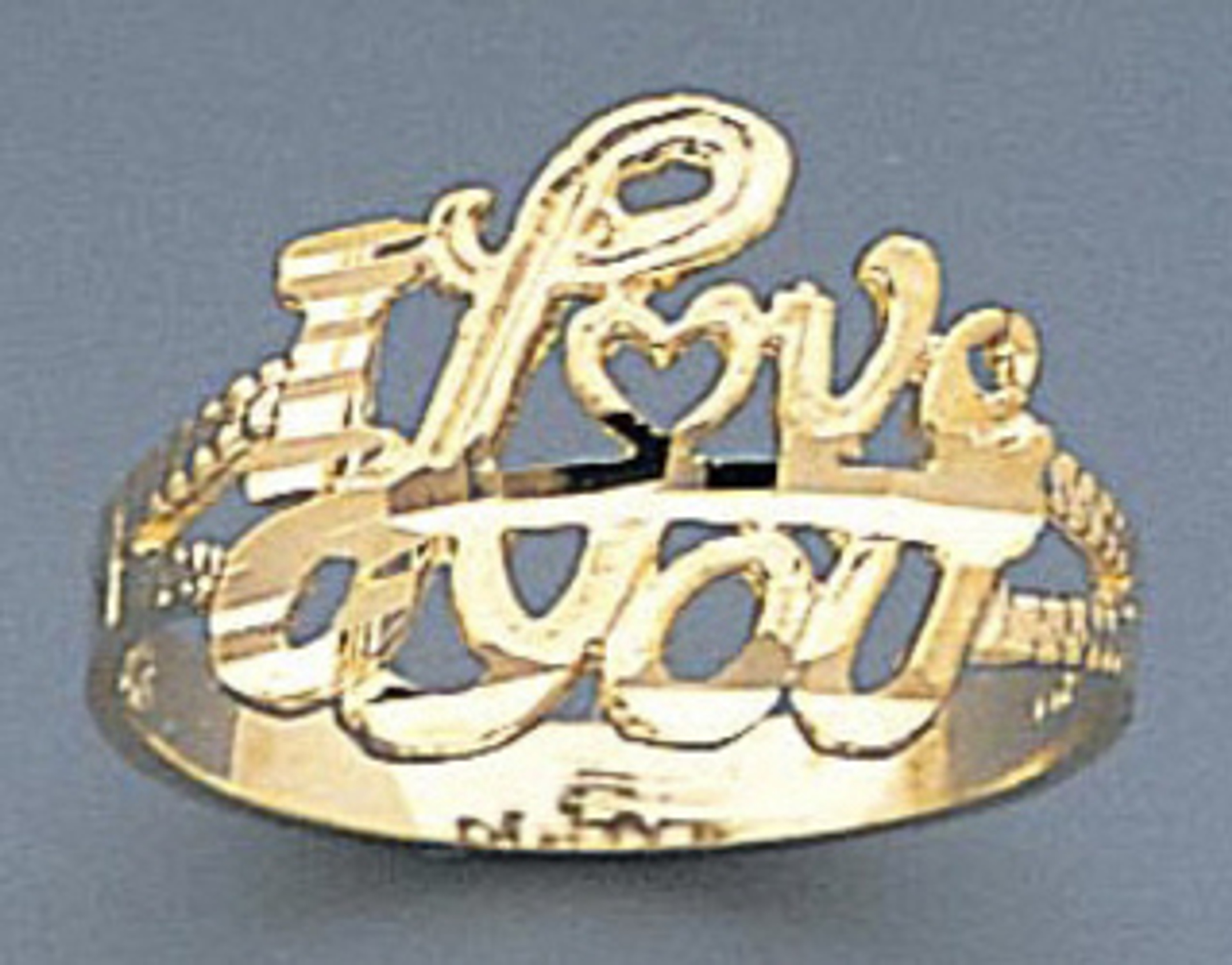 14k Gold Ladies Diamond Cut 12mm I Love You Ring 14k Gold Ladies Diamond Cut 12mm I Love You Ring