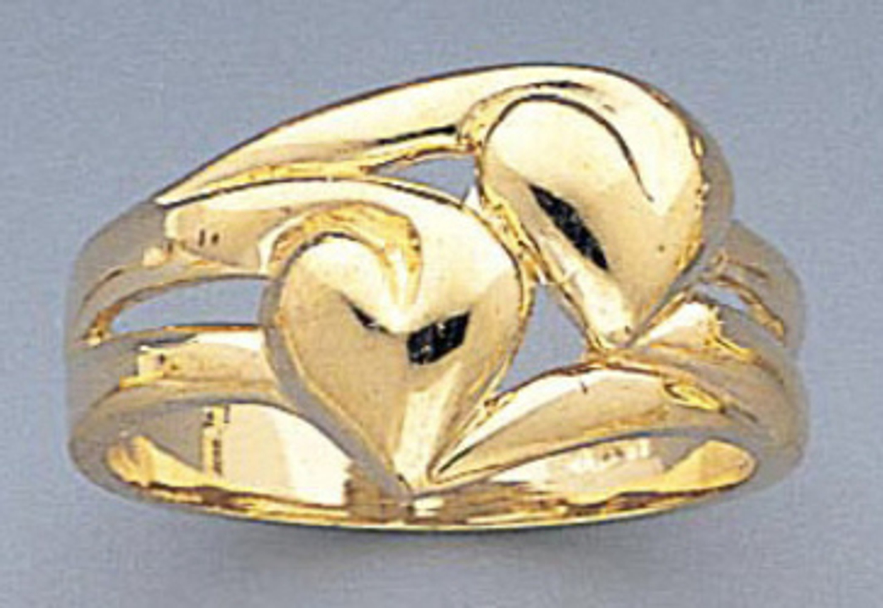 14k Gold Ladies 12mm Wide Diamond Cut Double Heart Ring 14k Gold Ladies 12mm Wide Diamond Cut Double Heart Ring
