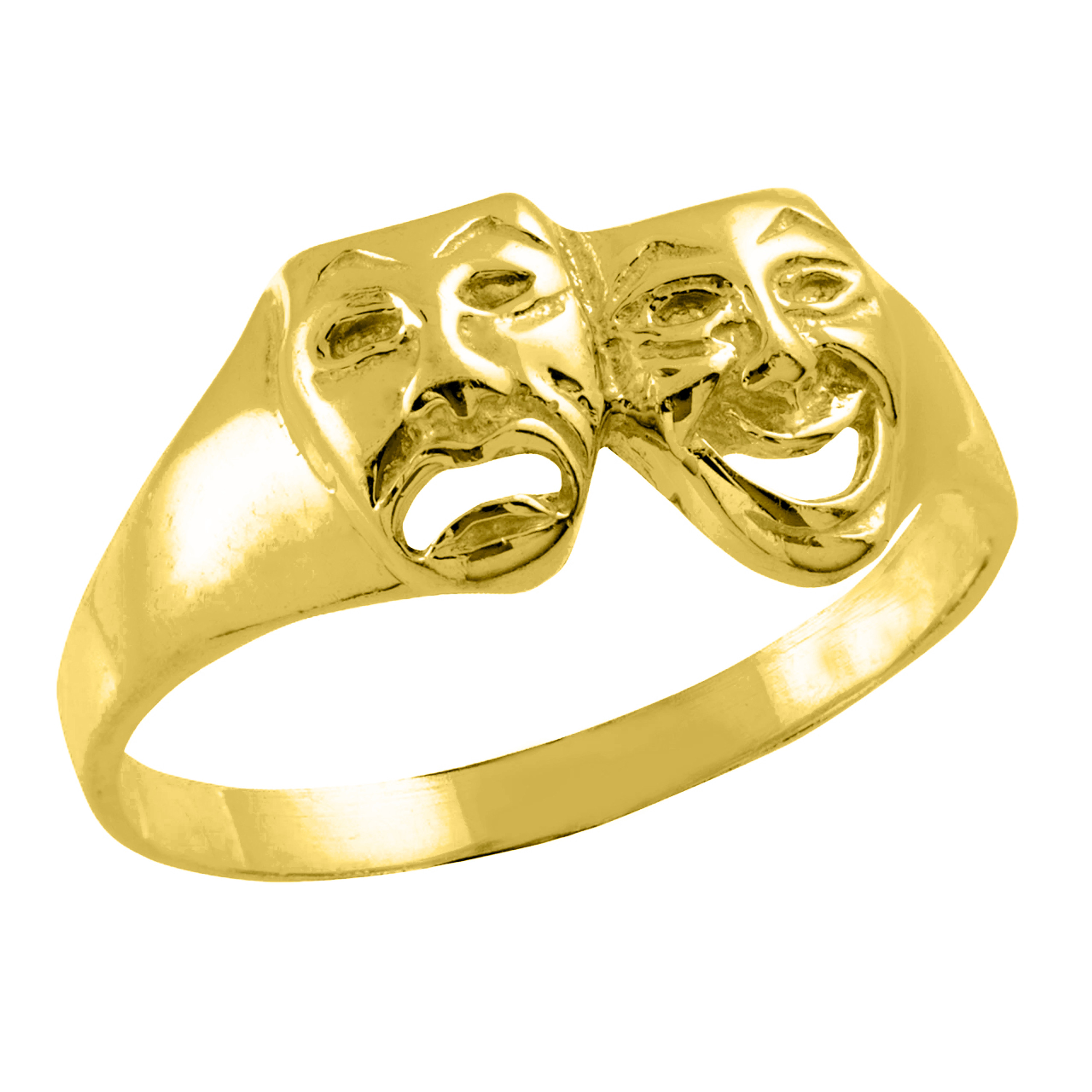 14k Gold 10mm Ladies diamond cut comedy tragedy ring 14k Gold 10mm Ladies diamond cut comedy tragedy ring