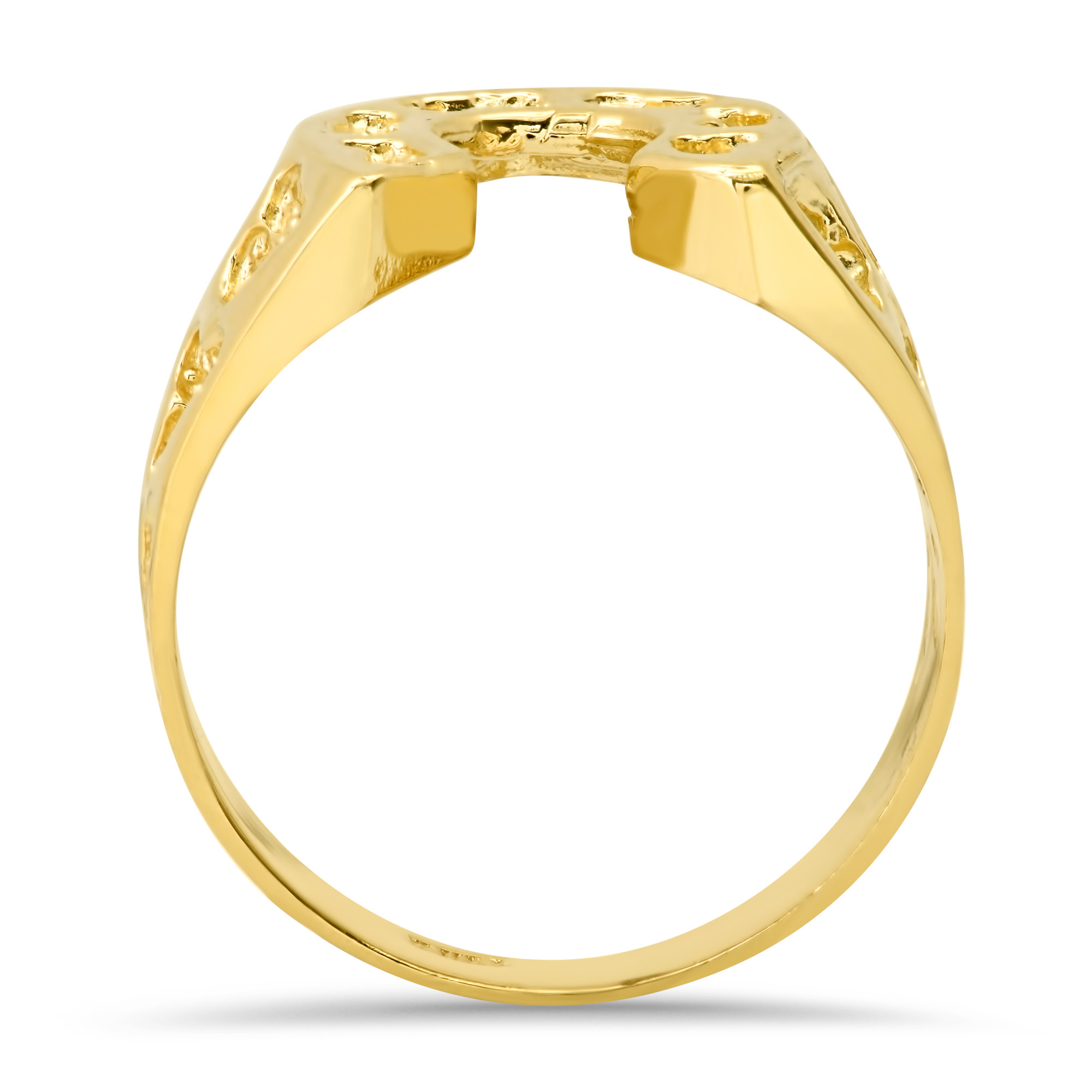14k Gold 13mm Men's Horseshoe Nugget Ring| Sarraf.com
