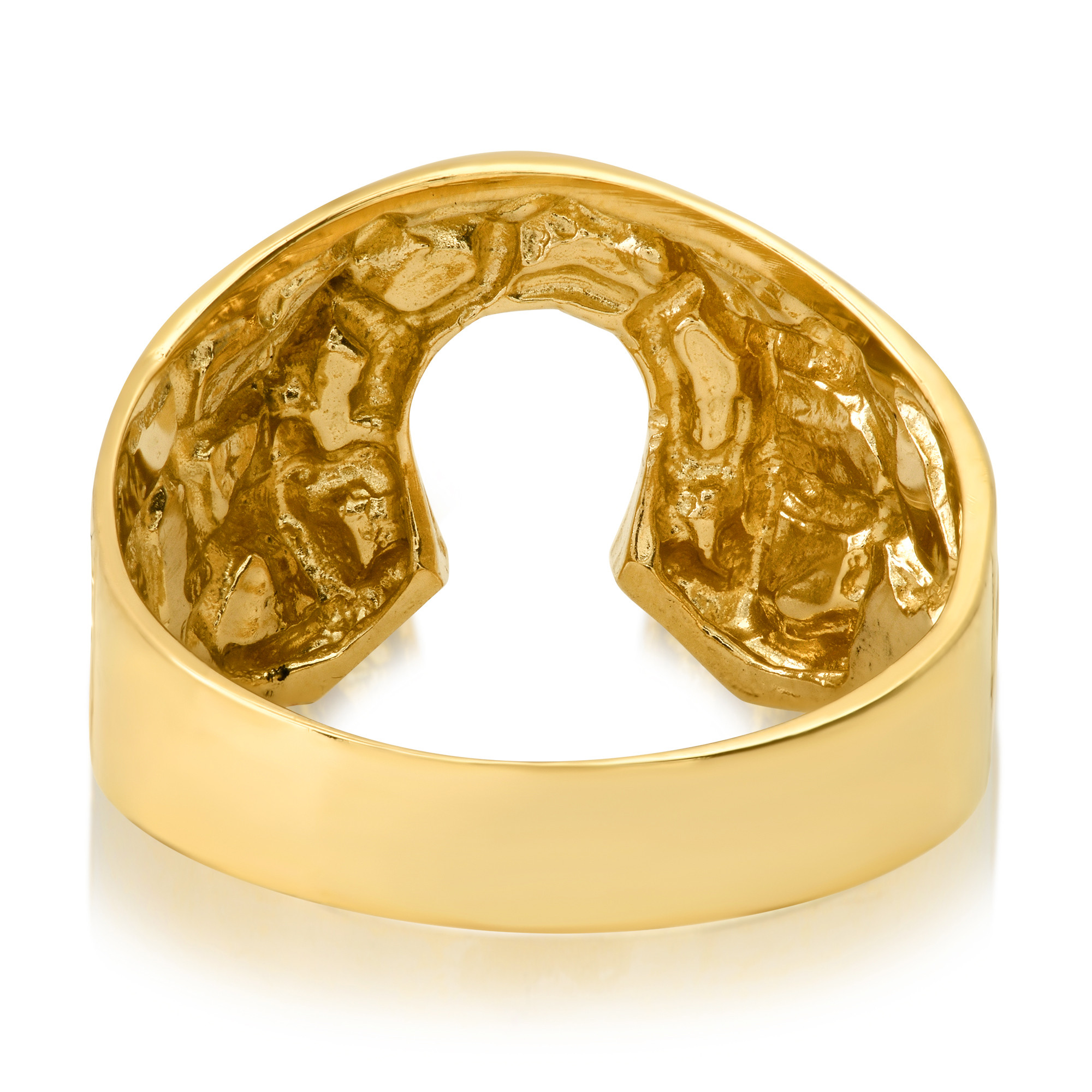 14k Gold 13mm Men's Horseshoe Nugget Ring| Sarraf.com