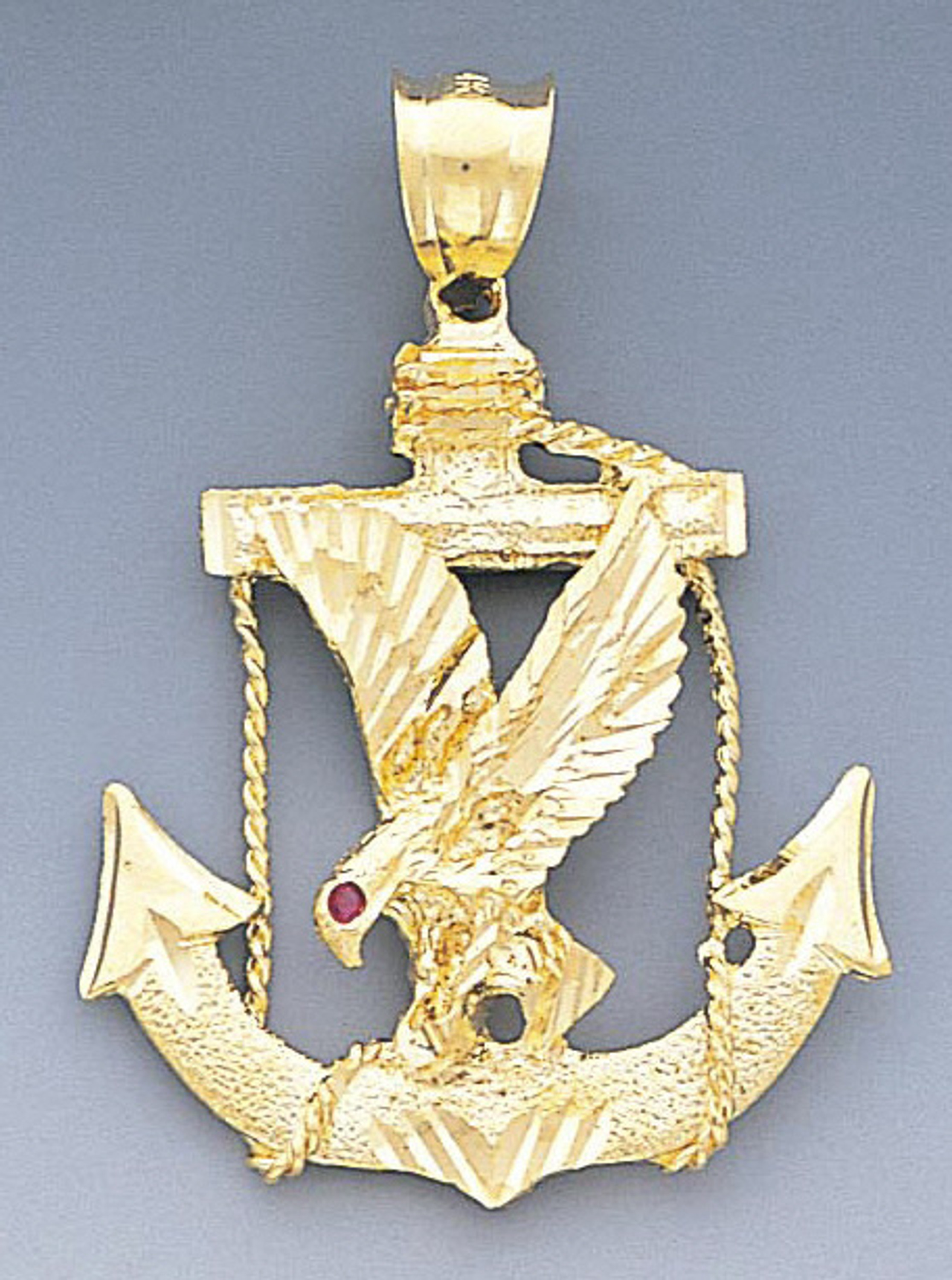 14k Gold Diamond Cut American Eagle Anchor Pendant 31m 14k Gold Diamond Cut American Eagle Anchor Pendant 31m