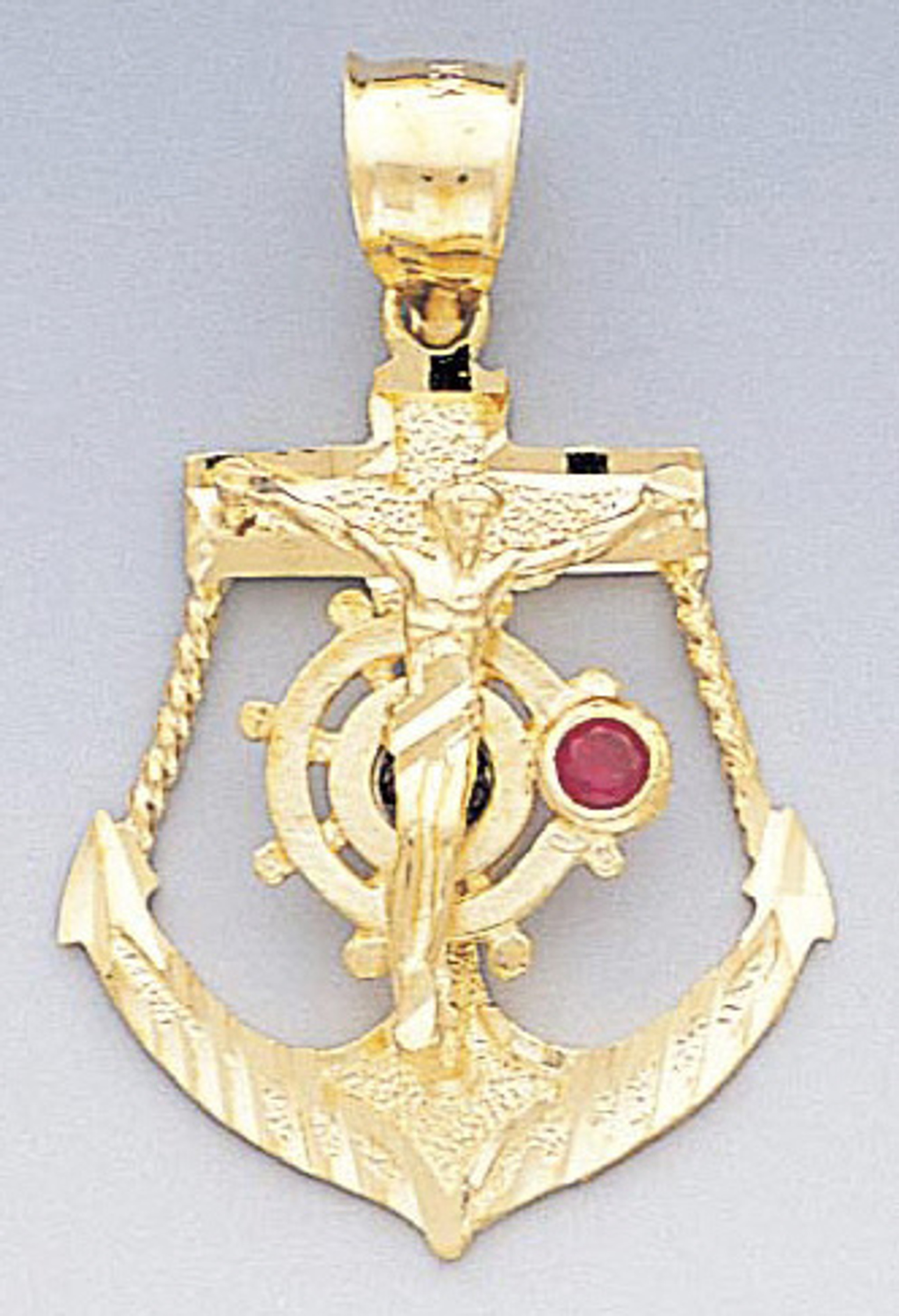 14k Gold Diamond Cut Jesus Cross And Anchor Pendant 23 14k Gold Diamond Cut Jesus Cross And Anchor Pendant 23