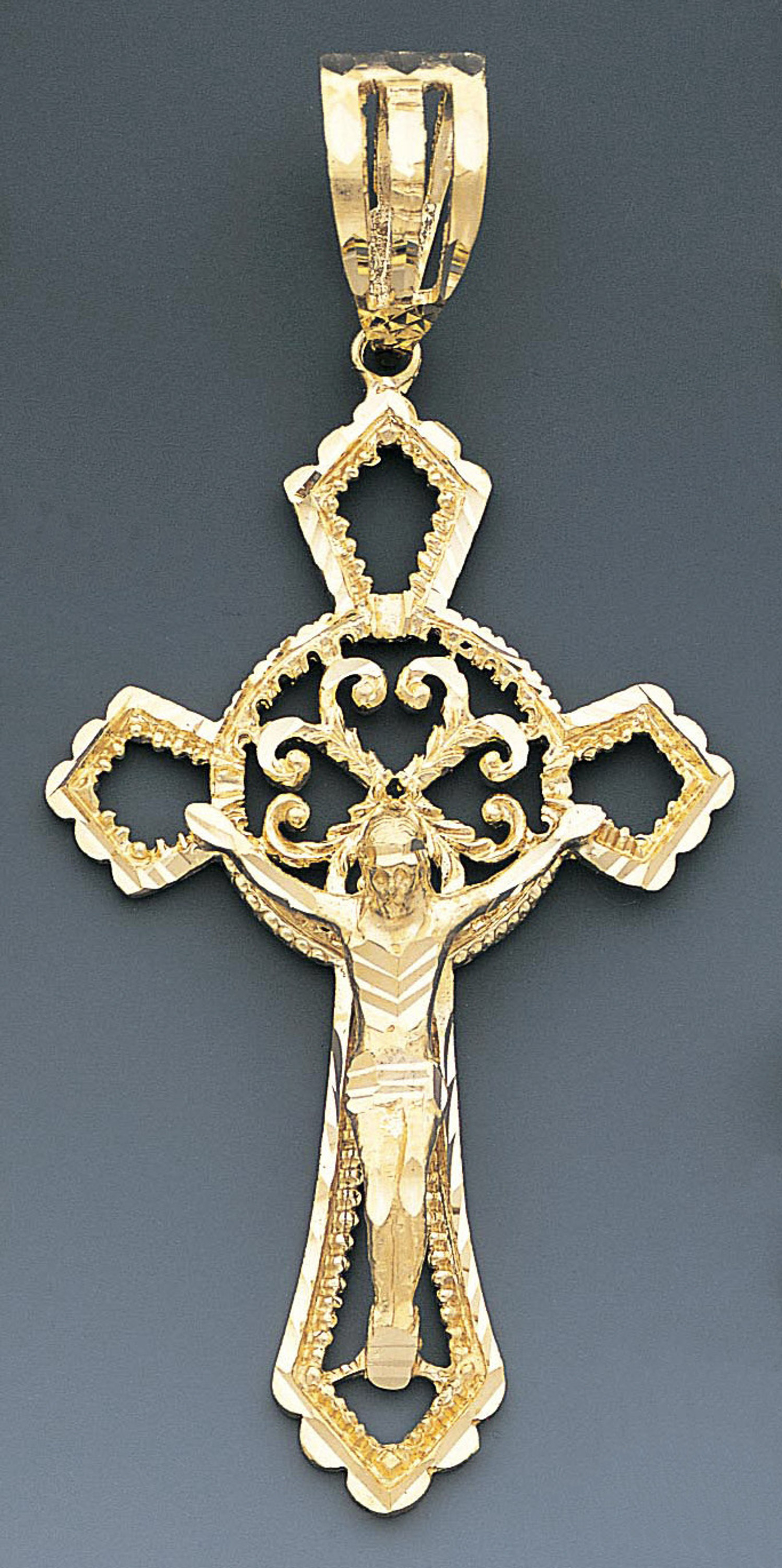 14k Gold Diamond Cut Crucifix Pendant 47mm W X 100mm H 14k Gold Diamond Cut Crucifix Pendant 47mm W X 100mm H