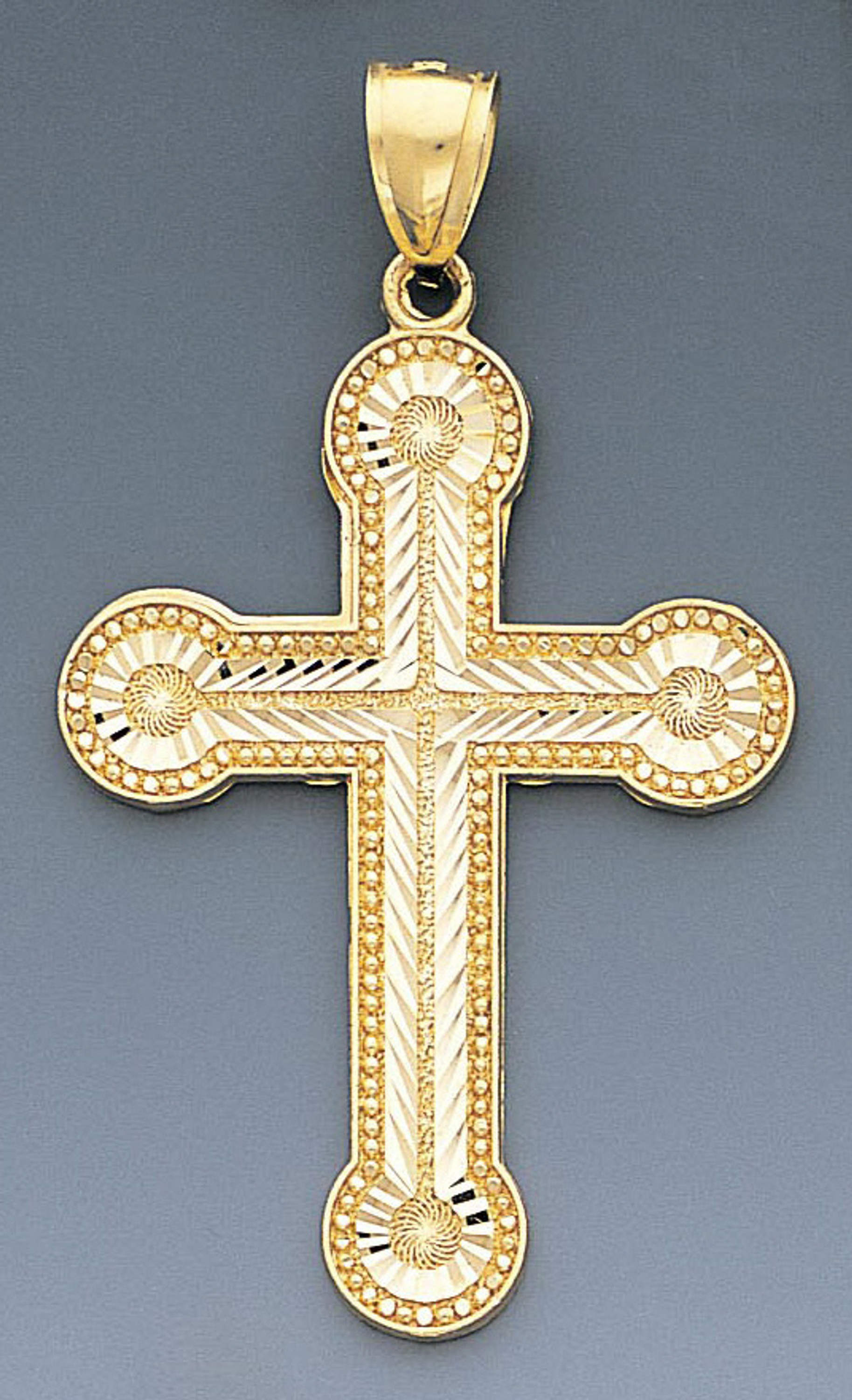14k Gold Diamond Cut Cross Pendant 36mm W X 63mm H Inc 14k Gold Diamond Cut Cross Pendant 36mm W X 63mm H Inc