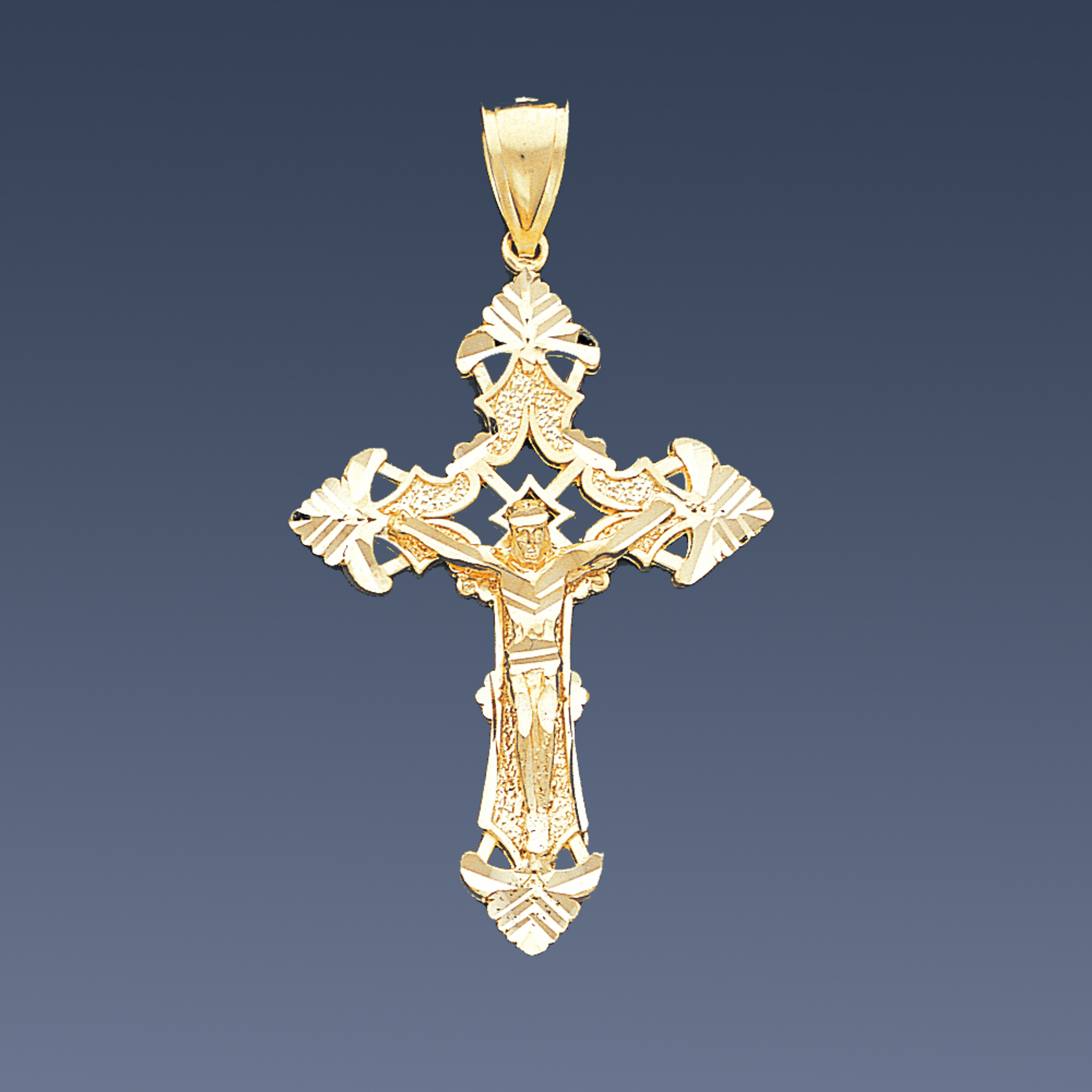 14k Gold Diamond Cut Crucifix Pendant 35mm W X 62mm H 14k Gold Diamond Cut Crucifix Pendant 35mm W X 62mm H