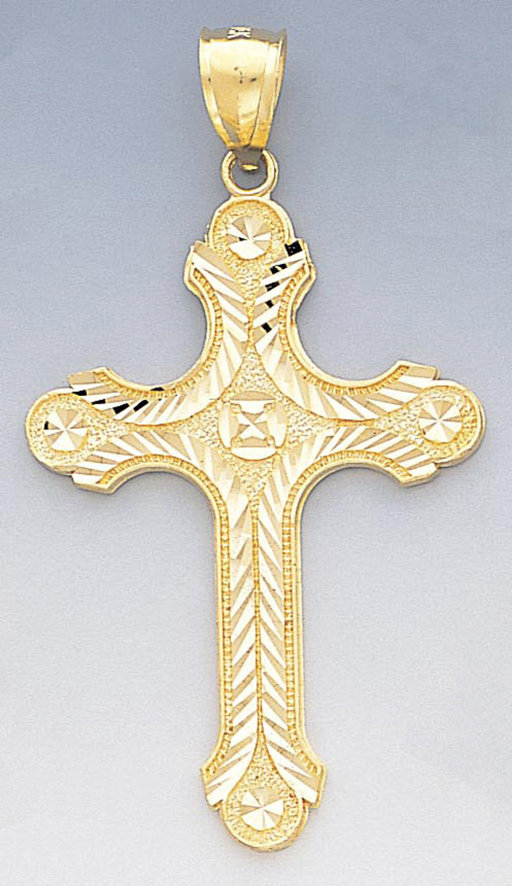 14k Gold Diamond Cut Cross Pendant 35mm W X 63mm H 14k Gold Diamond Cut Cross Pendant 35mm W X 63mm H