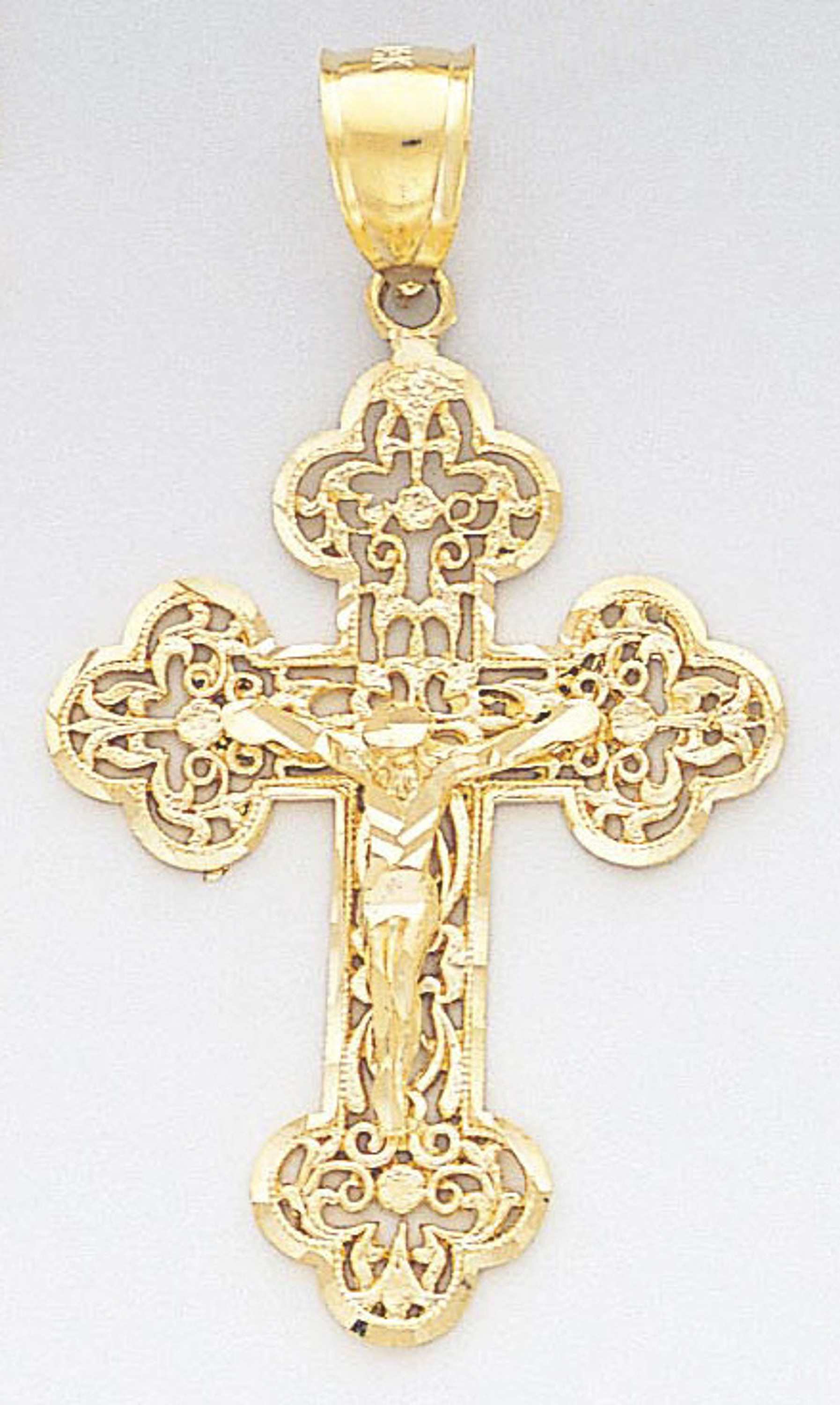 14k Gold Diamond Cut Crucifix Pendant 30mm W X 53mm H 14k Gold Diamond Cut Crucifix Pendant 30mm W X 53mm H