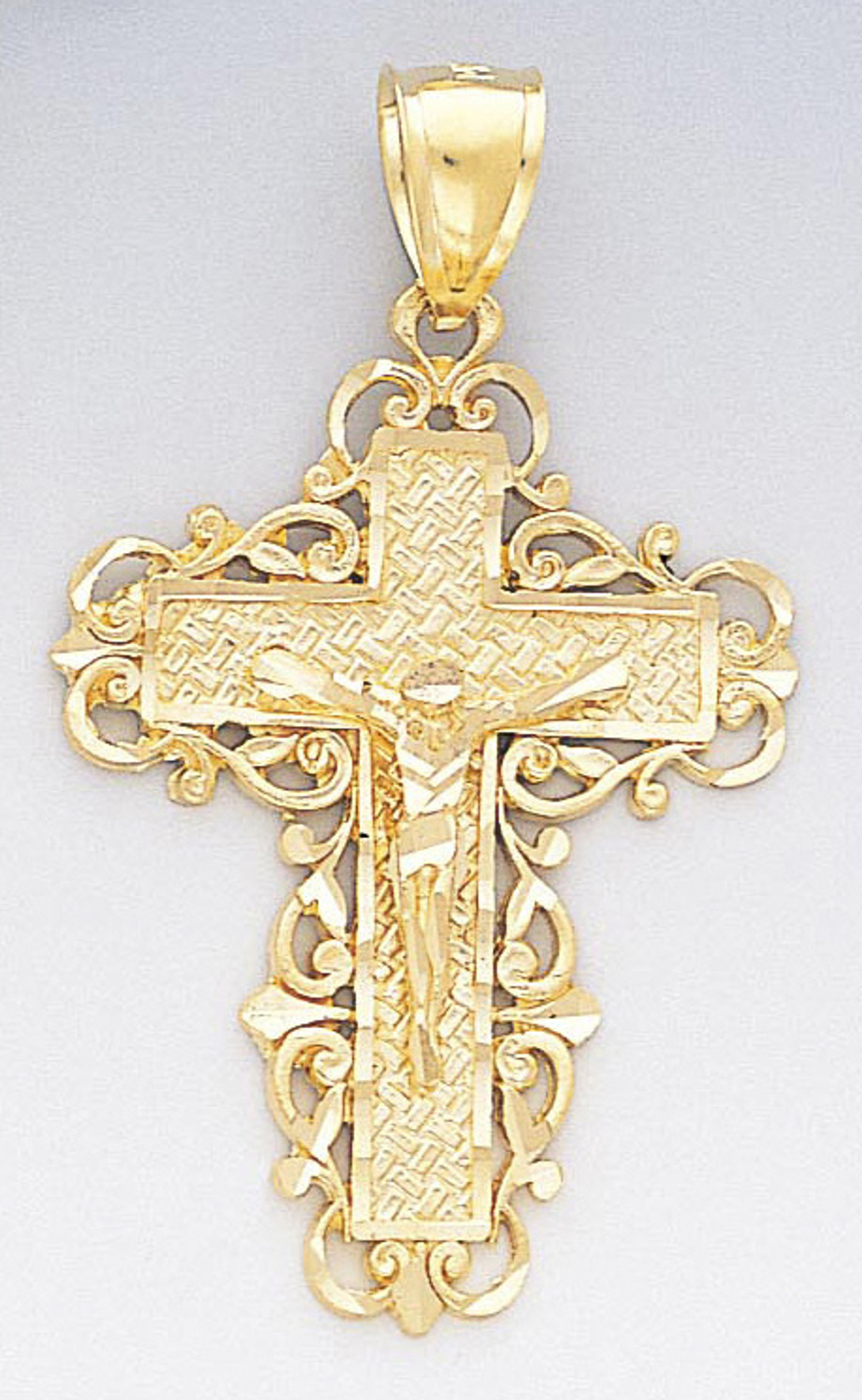 14k Gold Diamond Cut Crucifix Pendant 31mm W X 53mm H 14k Gold Diamond Cut Crucifix Pendant 31mm W X 53mm H