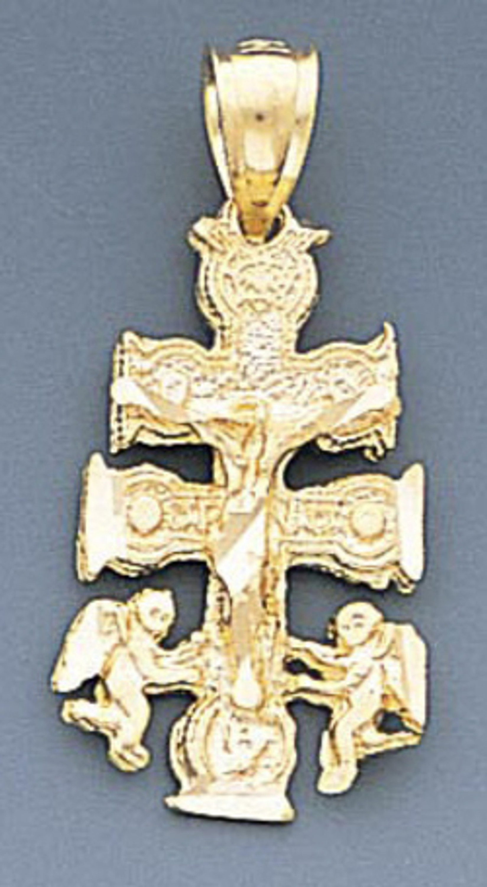 14k Gold Diamond Cut Cara Vaca Crucifix Pendant 13mm W 14k Gold Diamond Cut Cara Vaca Crucifix Pendant 13mm W