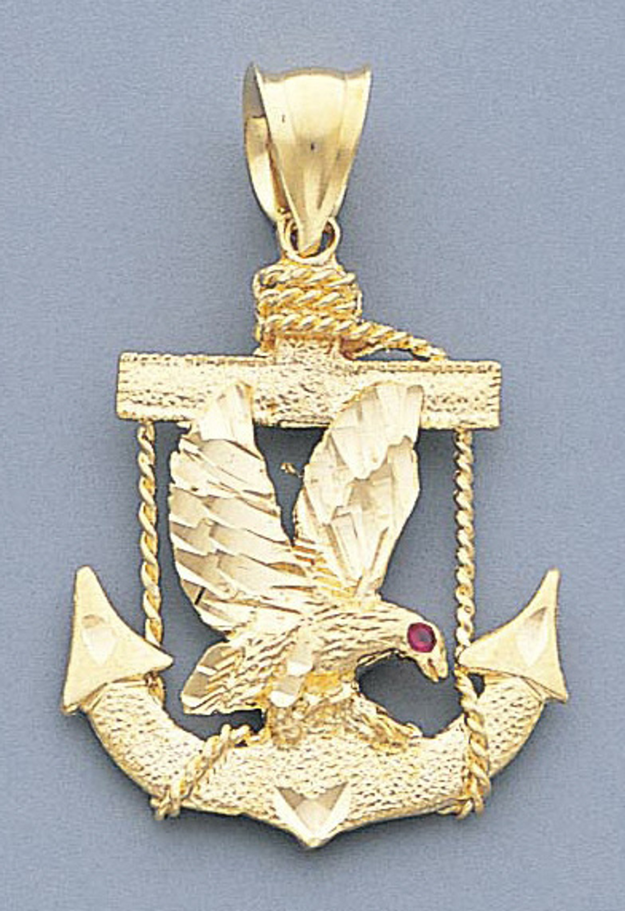 14k Gold Diamond Cut American Eagle Anchor Pendant 25m 14k Gold Diamond Cut American Eagle Anchor Pendant 25m