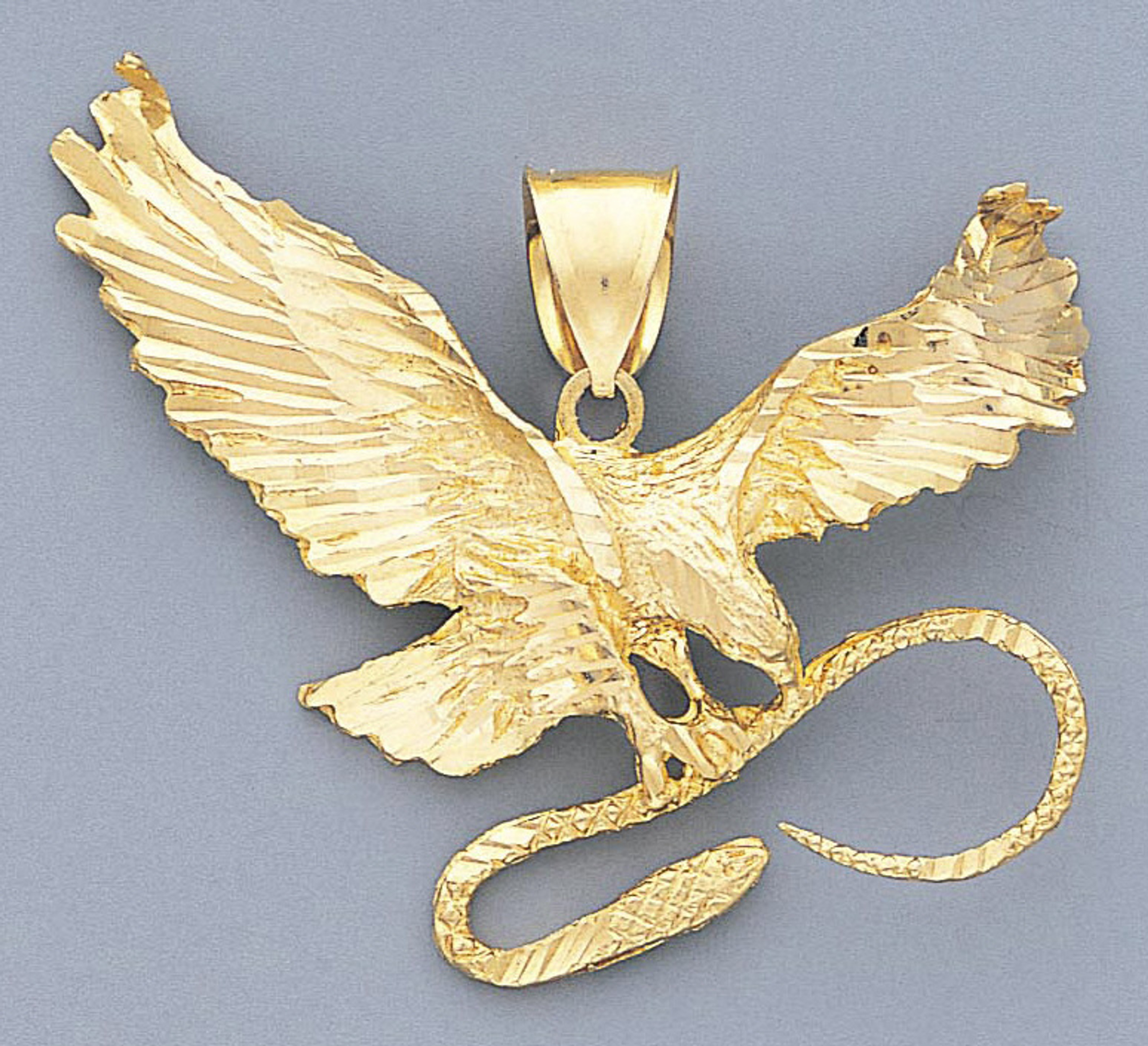 14k Gold Diamond Cut American Eagle Pendant 56mm W X 4 14k Gold Diamond Cut American Eagle Pendant 56mm W X 4