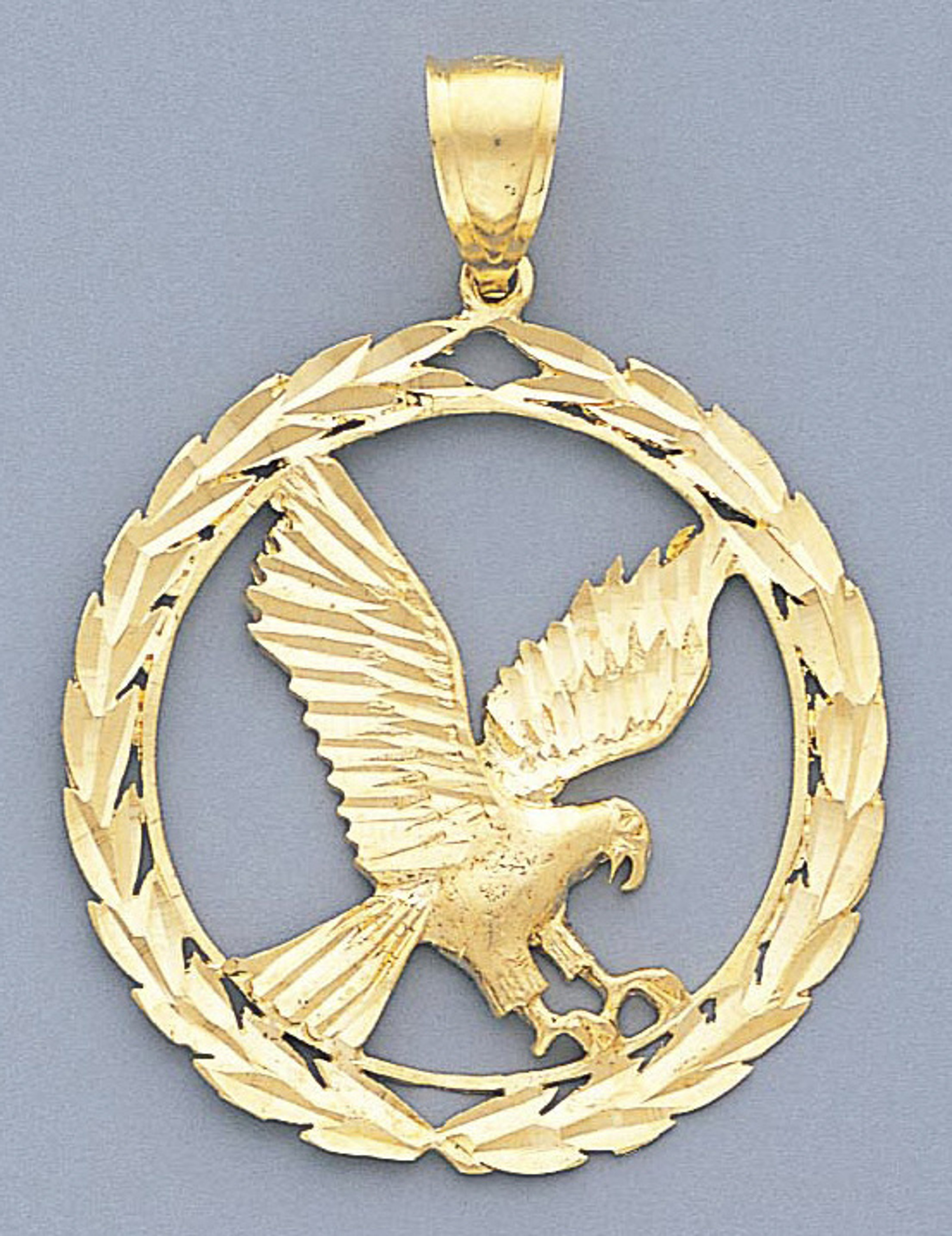 14k Gold Diamond Cut American Eagle Pendant 38mm W X 5 14k Gold Diamond Cut American Eagle Pendant 38mm W X 5