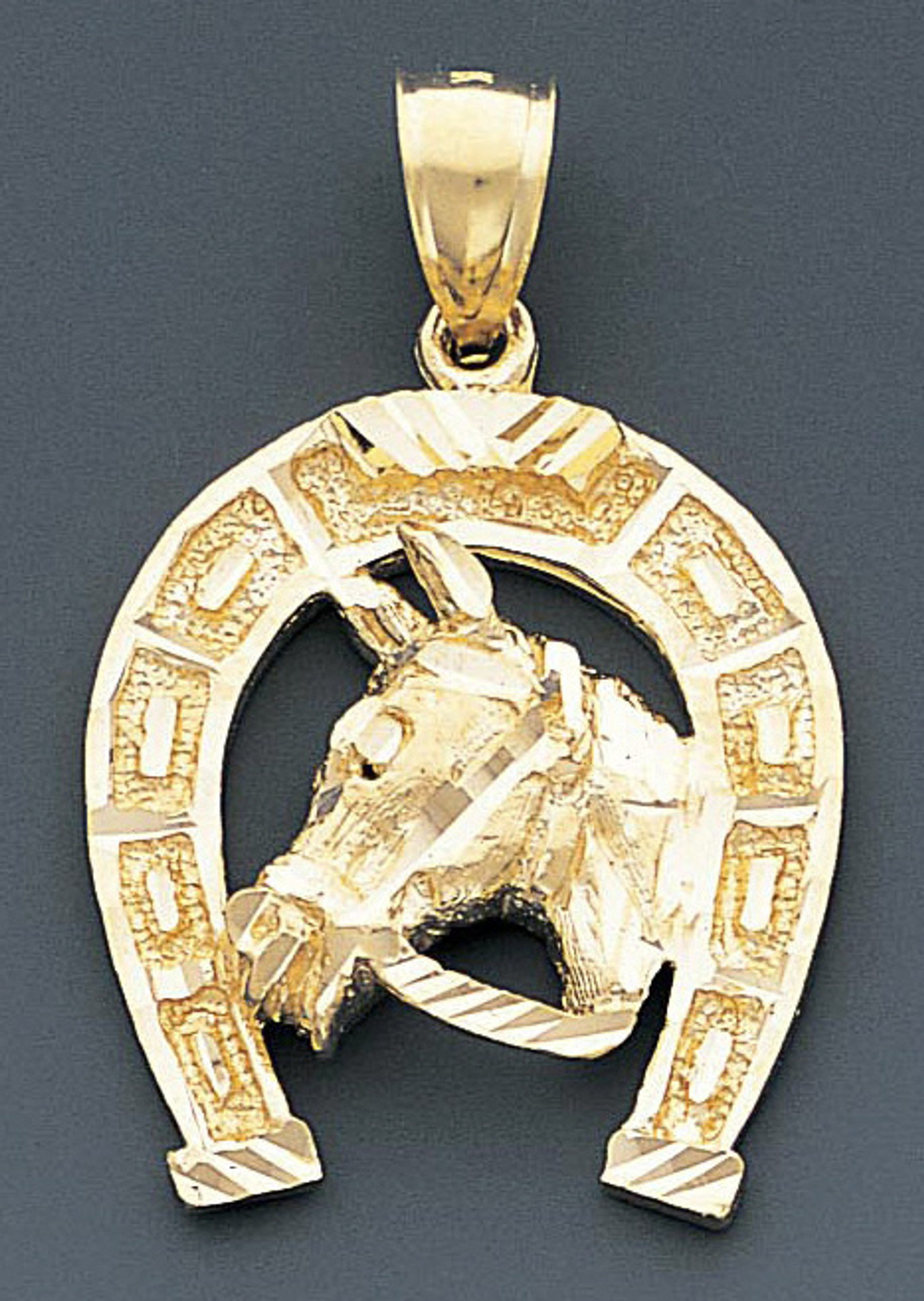 14k Gold Diamond Cut Horseshoe Pendant 30mm W X 47mm H 14k Gold Diamond Cut Horseshoe Pendant 30mm W X 47mm H