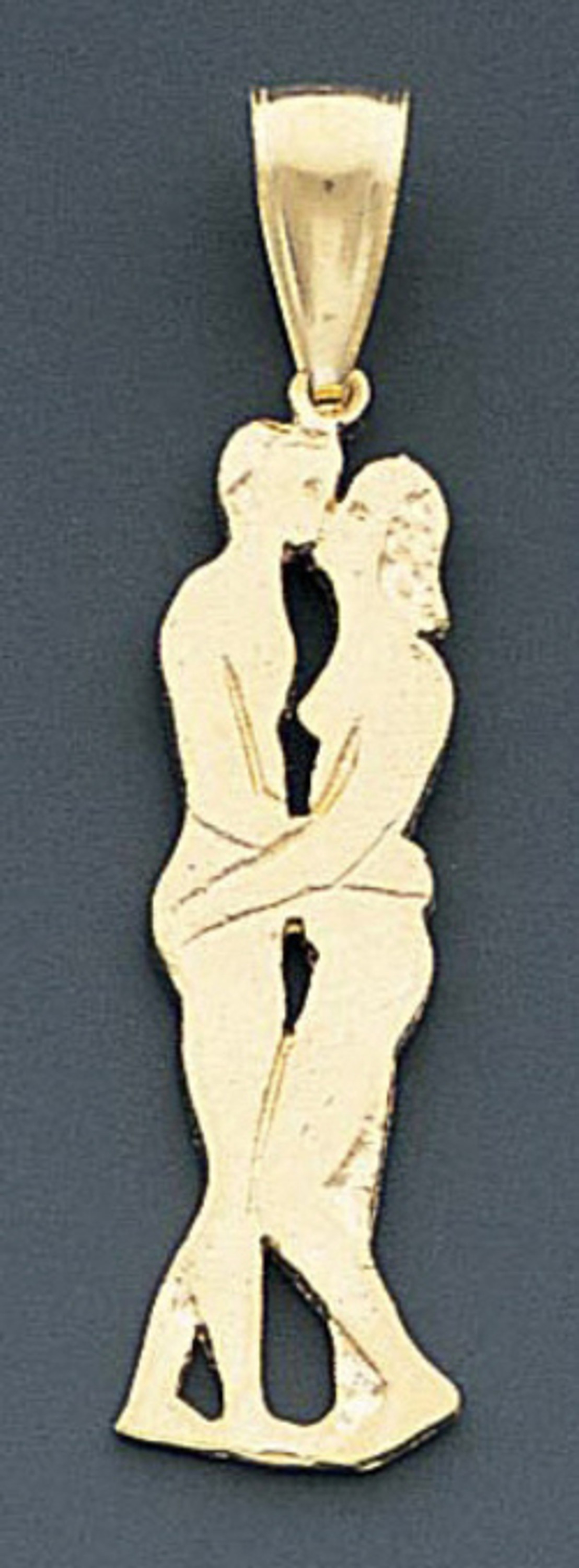 14k Gold Diamond Cut Couple Pendant 10mm W X 39mm H In 14k Gold Diamond Cut Couple Pendant 10mm W X 39mm H In