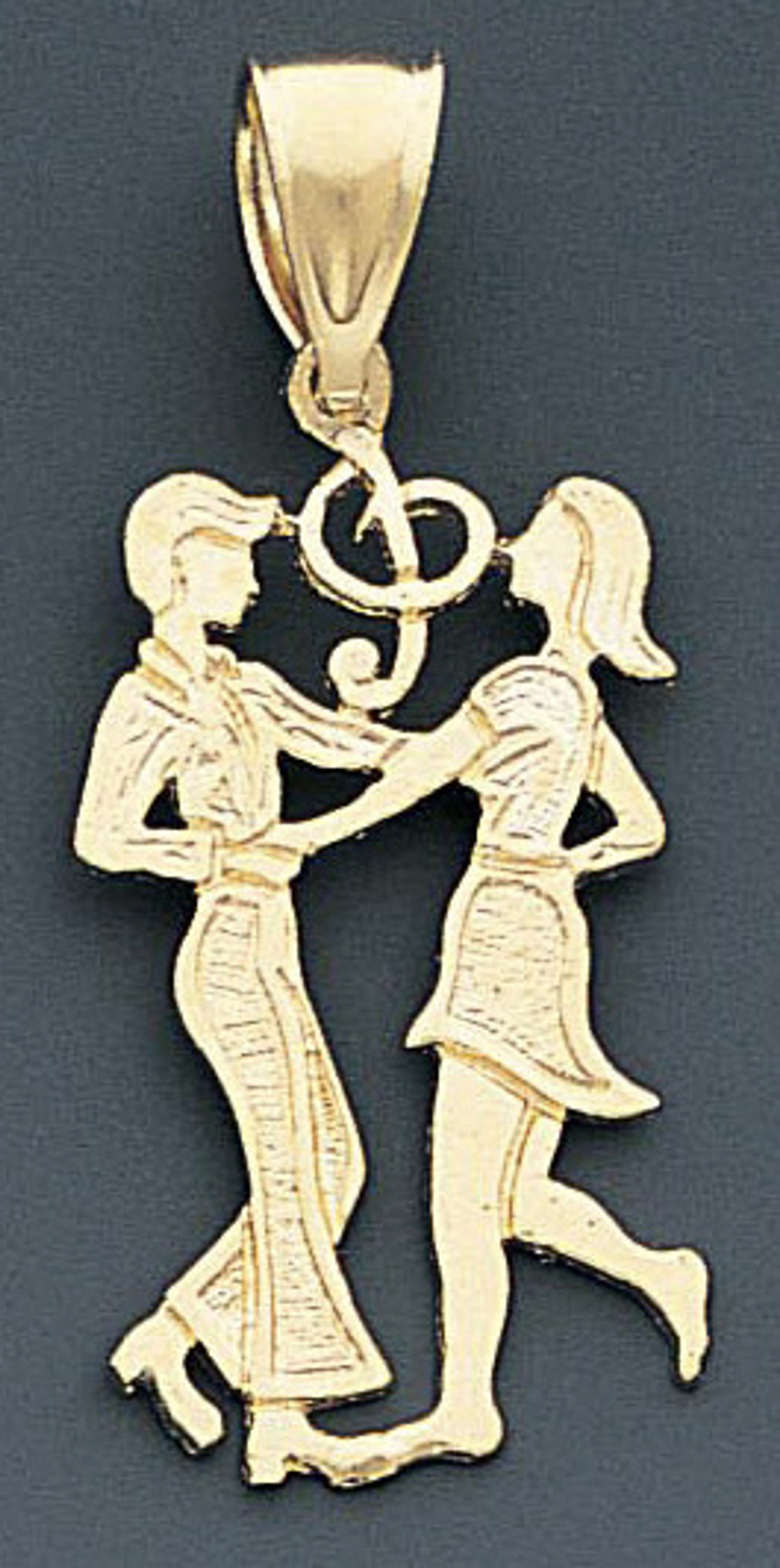 14k Gold Diamond Cut Dancing Couple Pendant 17mm W X 3 14k Gold Diamond Cut Dancing Couple Pendant 17mm W X 3