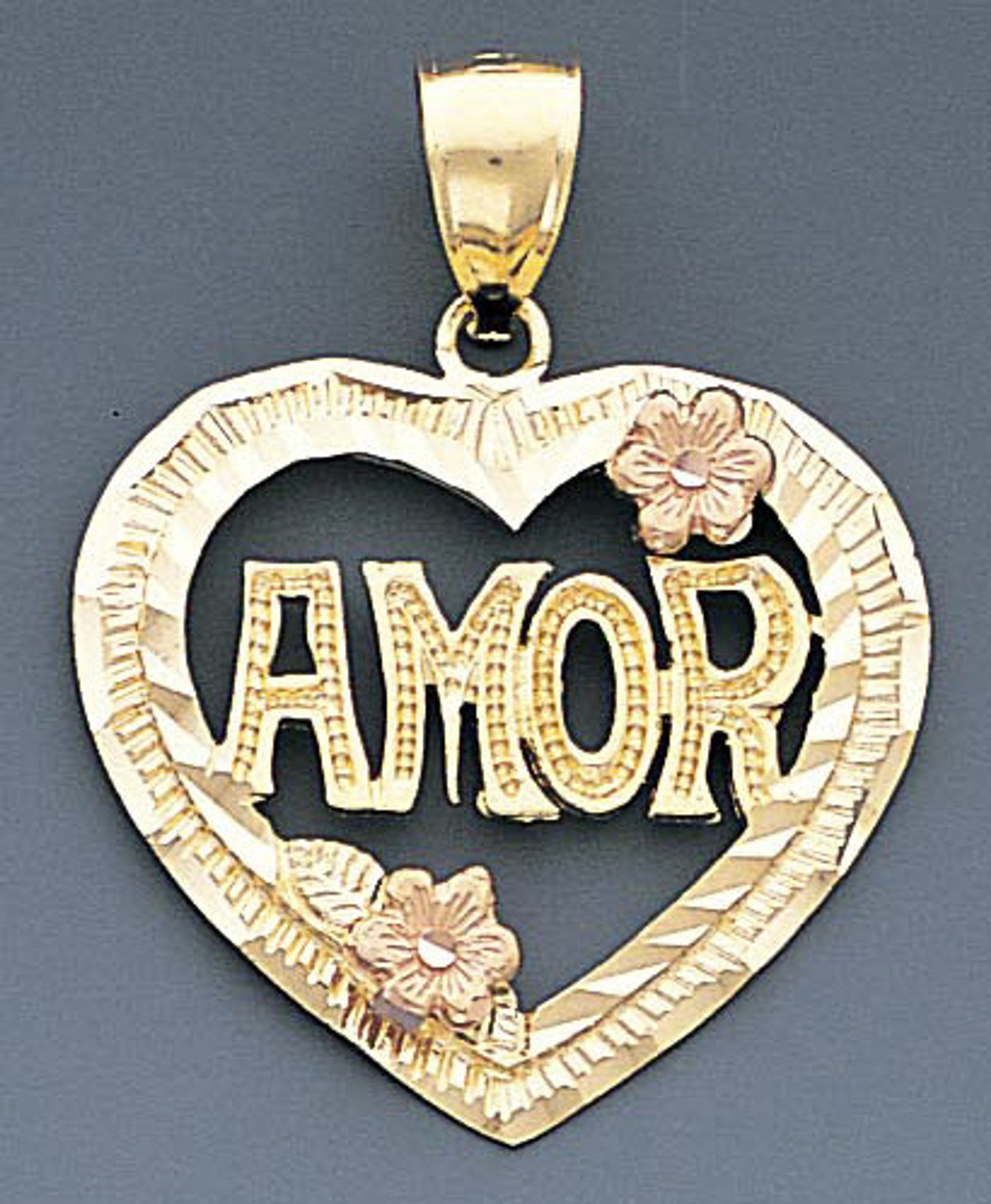 14k Gold Tri-color Amor Heart Pendant 28mm W X 35mm H 14k Gold Tri-color Amor Heart Pendant 28mm W X 35mm H