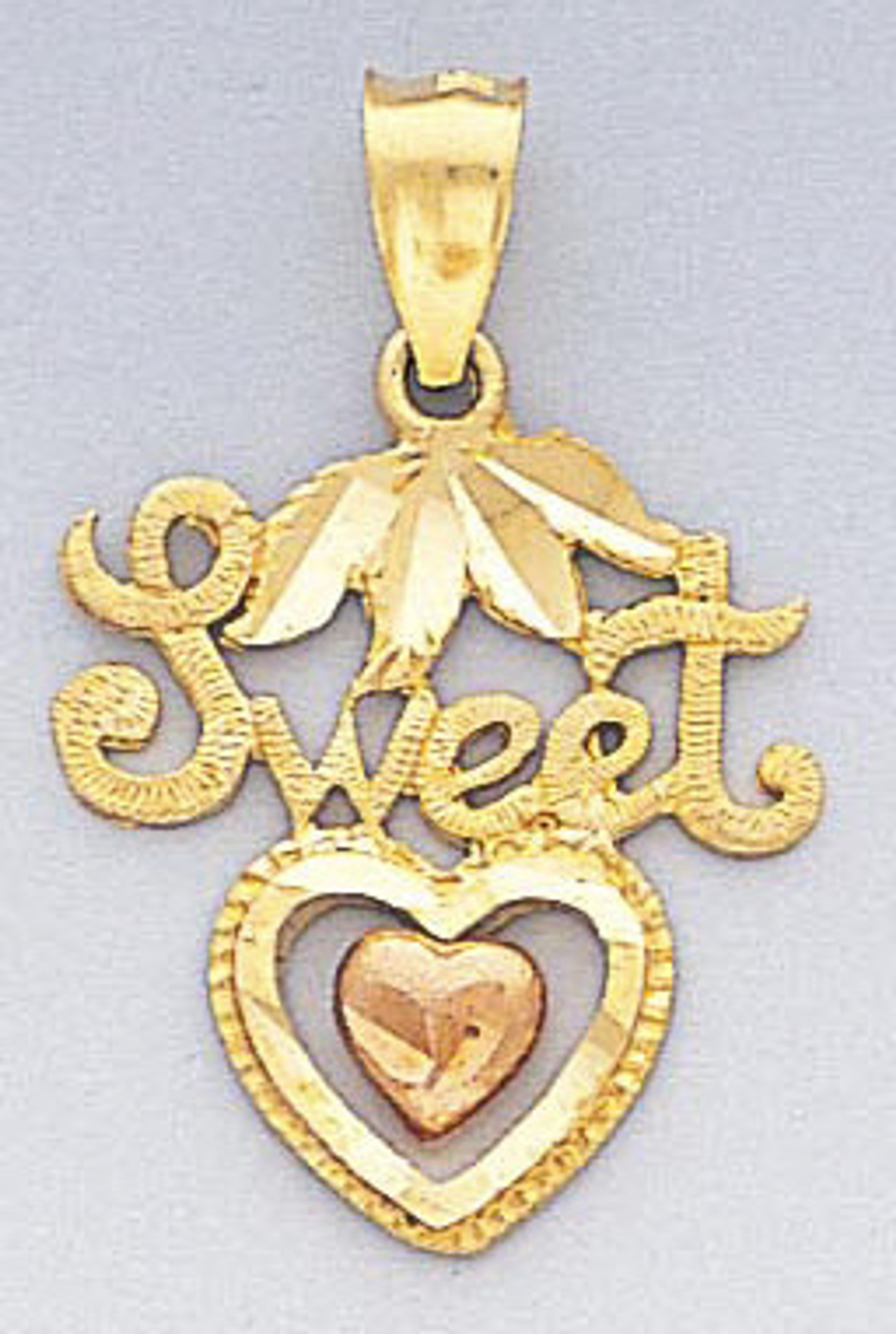 14k Gold Tri-color Sweet Heart Pendant 18mm W X 27mm H 14k Gold Tri-color Sweet Heart Pendant 18mm W X 27mm H