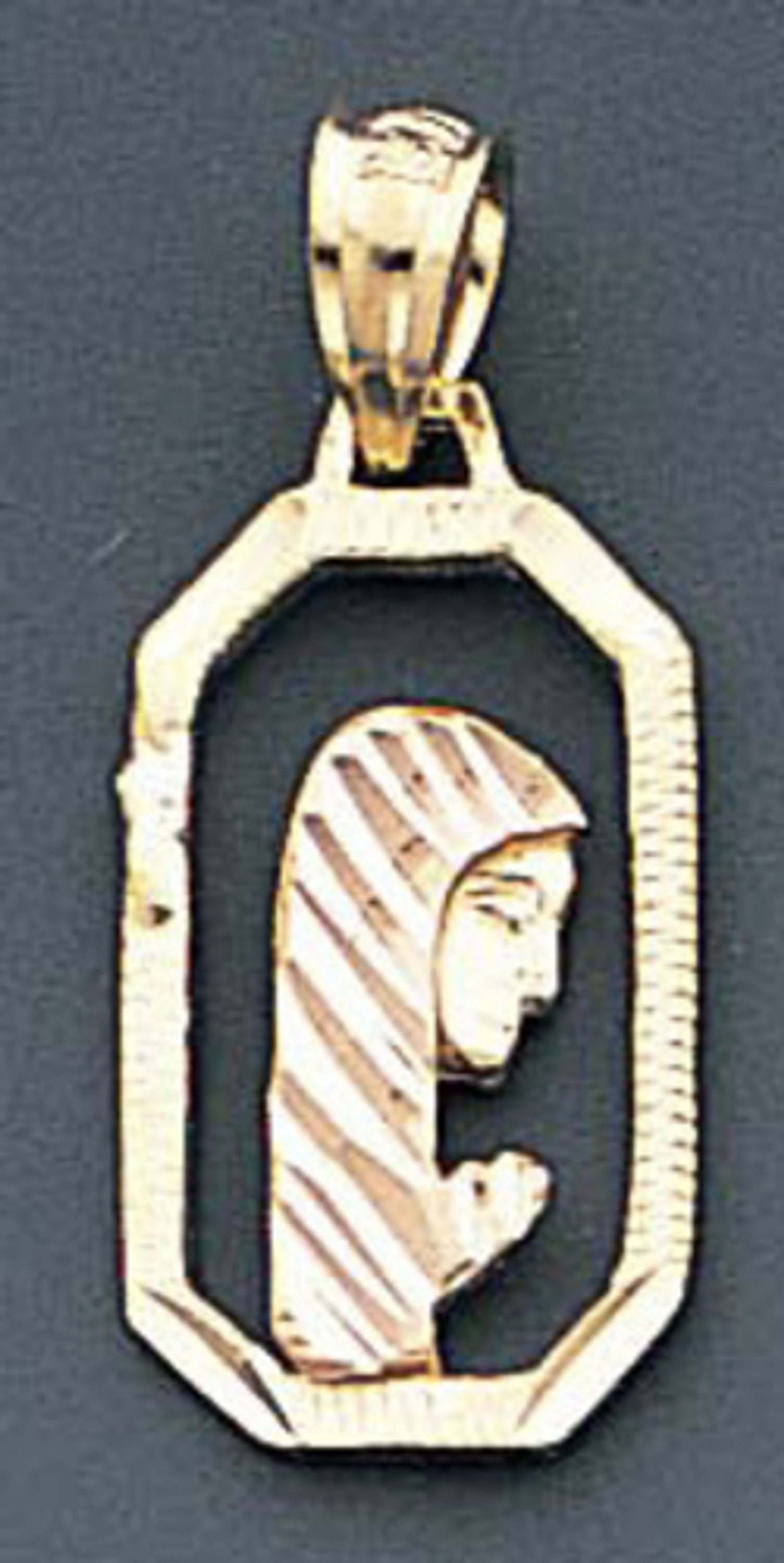 14k Gold Two-color Virgin Mary Pendant 10mm by 22mm 14k Gold Two-color Virgin Mary Pendant 10mm by 22mm