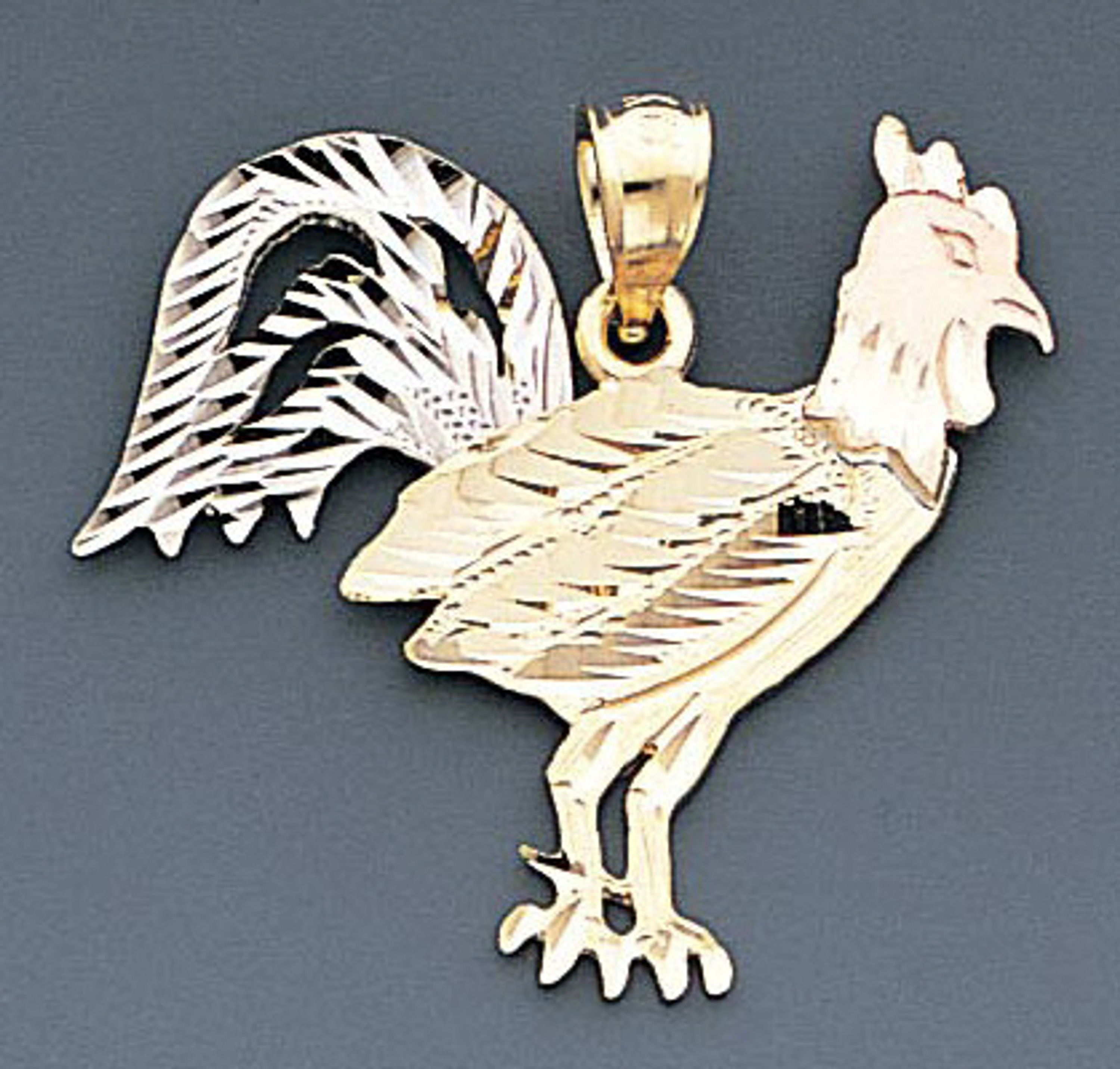 14k Gold Tri-color Rooster Pendant 29mm W X 27mm H Inc 14k Gold Tri-color Rooster Pendant 29mm W X 27mm H Inc