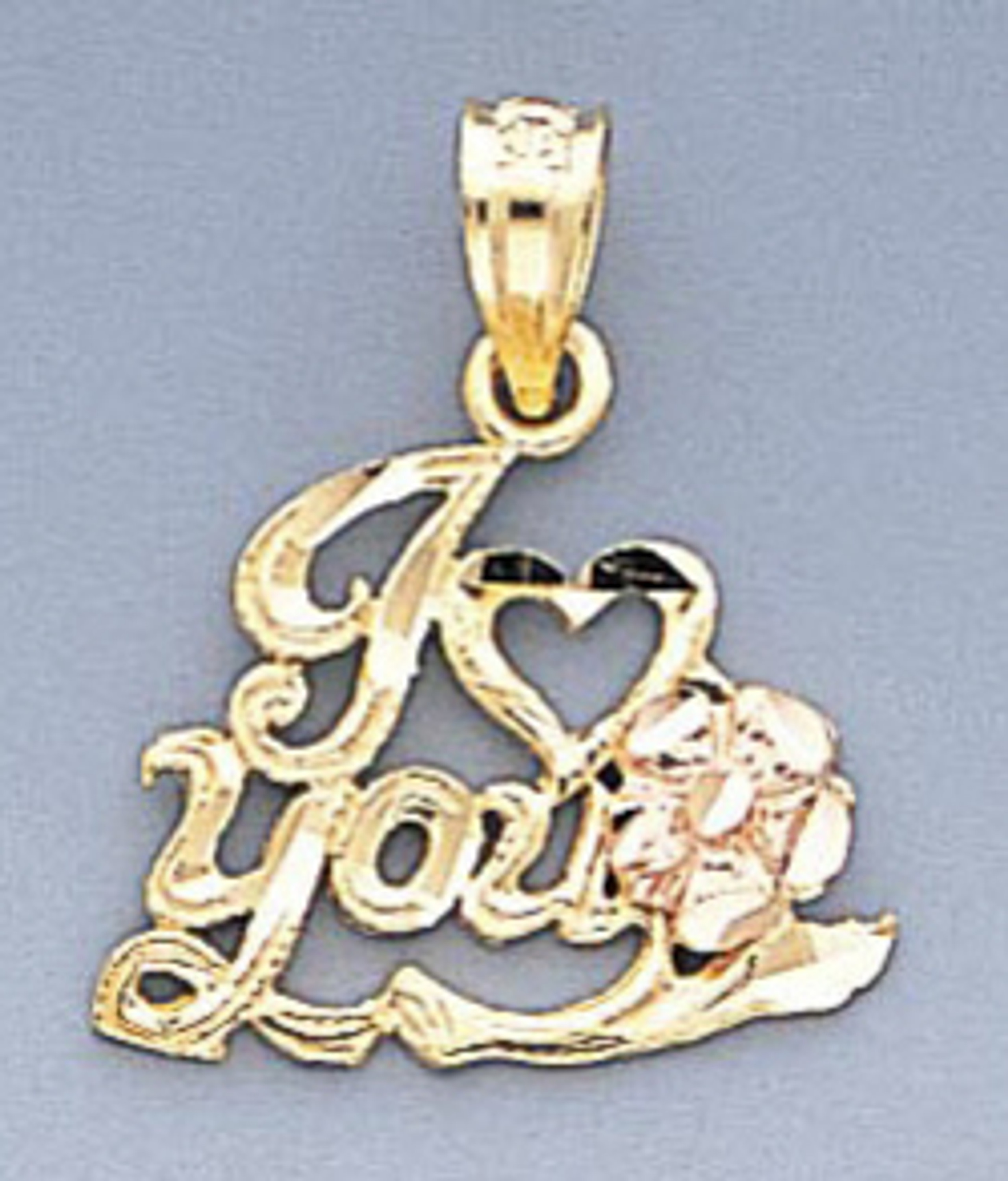 14k Gold Tri-color I Love You Pendant 16mm W X 19mm H 14k Gold Tri-color I Love You Pendant 16mm W X 19mm H