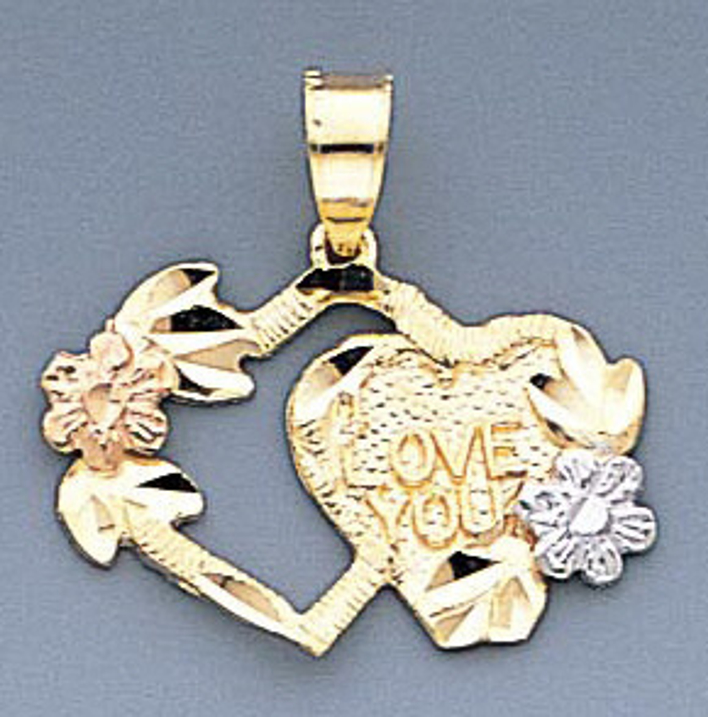 14k Gold Tri-color I Love You Heart Pendant 20mm W X 1 14k Gold Tri-color I Love You Heart Pendant 20mm W X 1