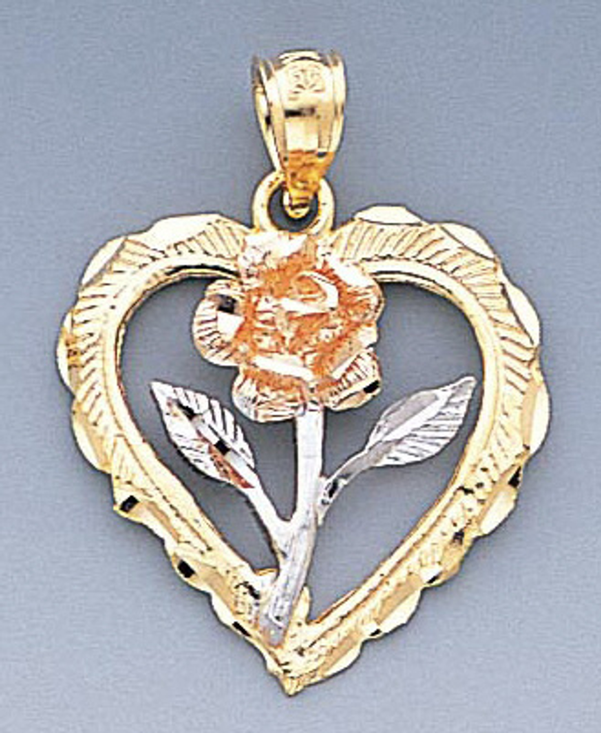 14k Gold Tri-color Heart Pendant 21mm W X 28mm H Inclu 14k Gold Tri-color Heart Pendant 21mm W X 28mm H Inclu