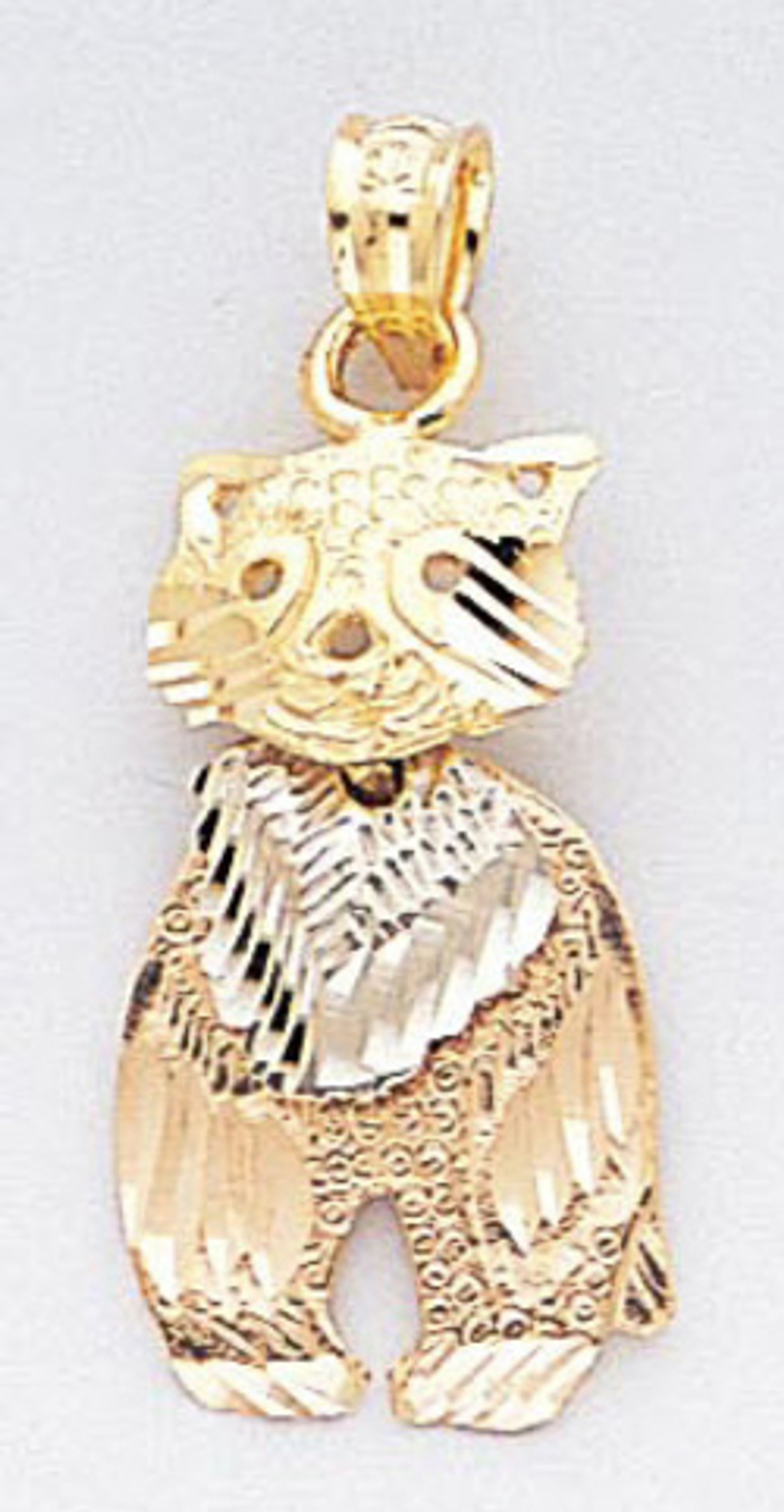 14k Gold Tri-color Kittycat Pendant 12mm W X 28mm H In 14k Gold Tri-color Kittycat Pendant 12mm W X 28mm H In