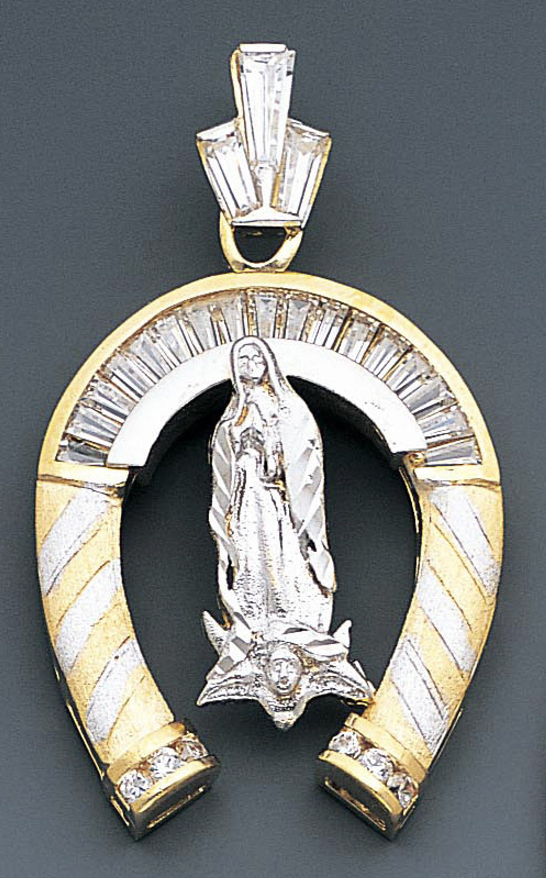 14k Gold Cz Virgin Mary Horseshoe Pendant 34mm W X 57m 14k Gold Cz Virgin Mary Horseshoe Pendant 34mm W X 57m