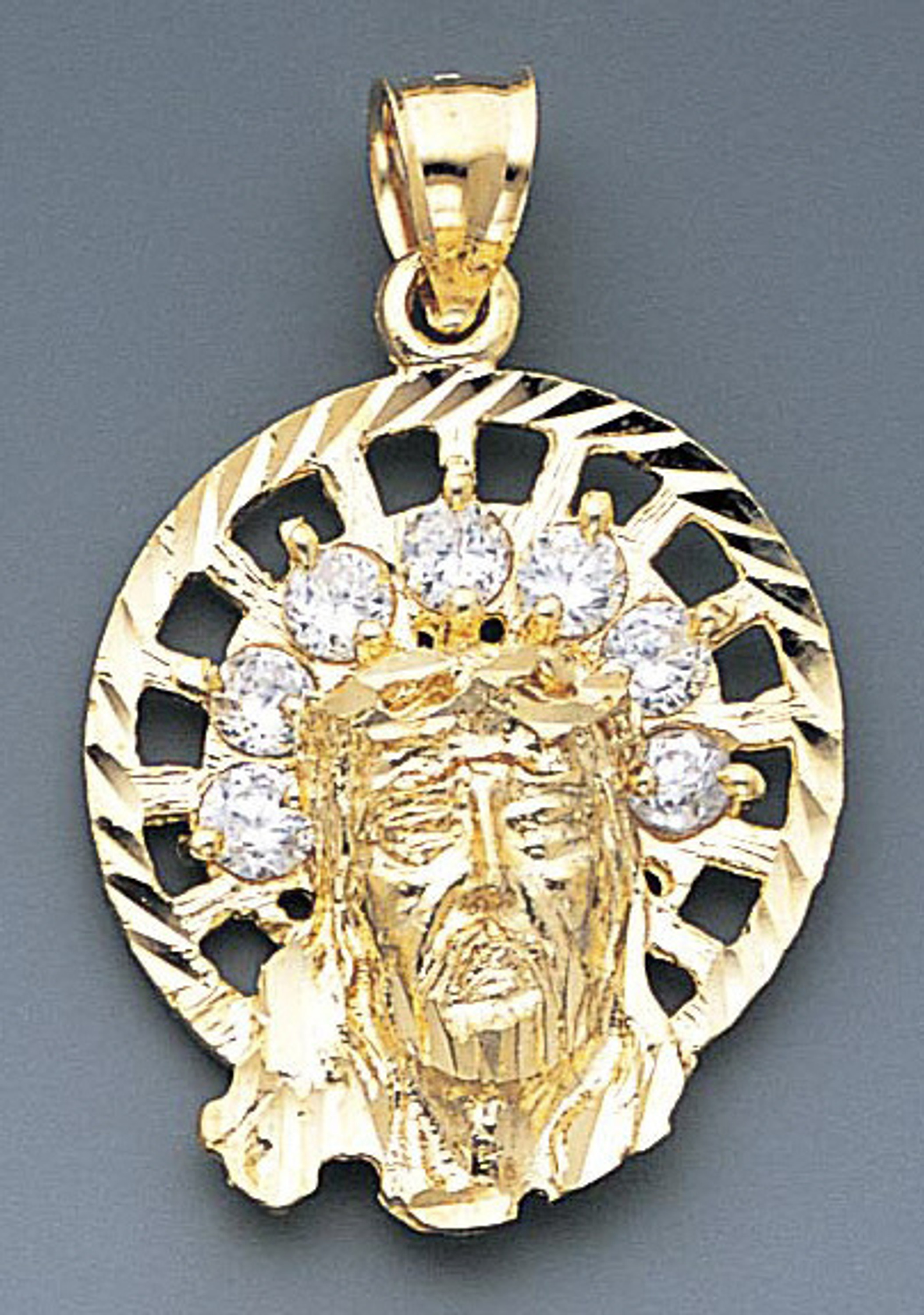 14k Gold Cz Jesus Pendant 26mm W X 40mm H Including Ho 14k Gold Cz Jesus Pendant 26mm W X 40mm H Including Ho
