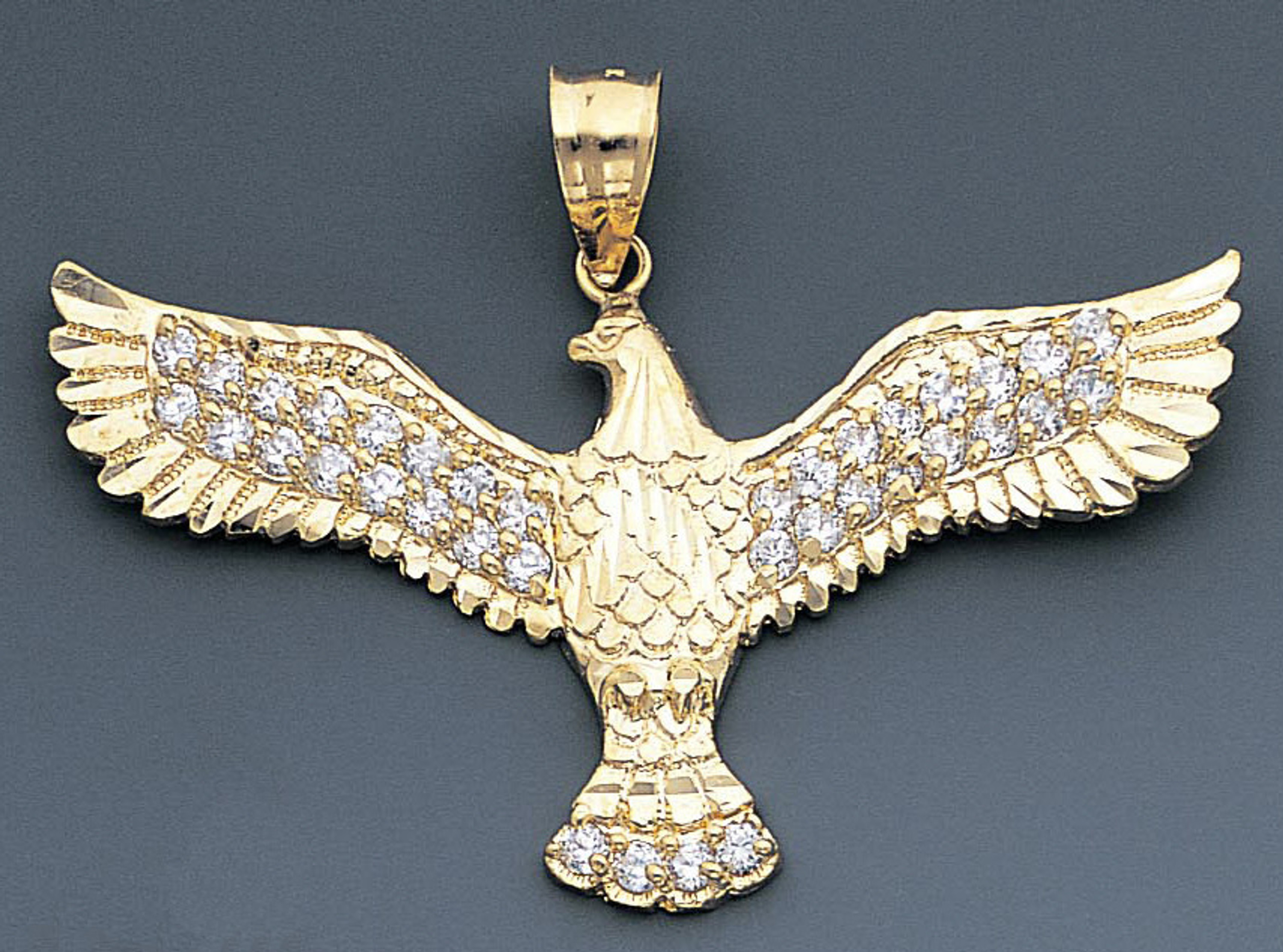14k Gold Cz American Eagle Pendant 62mm W X 45mm H Inc 14k Gold Cz American Eagle Pendant 62mm W X 45mm H Inc