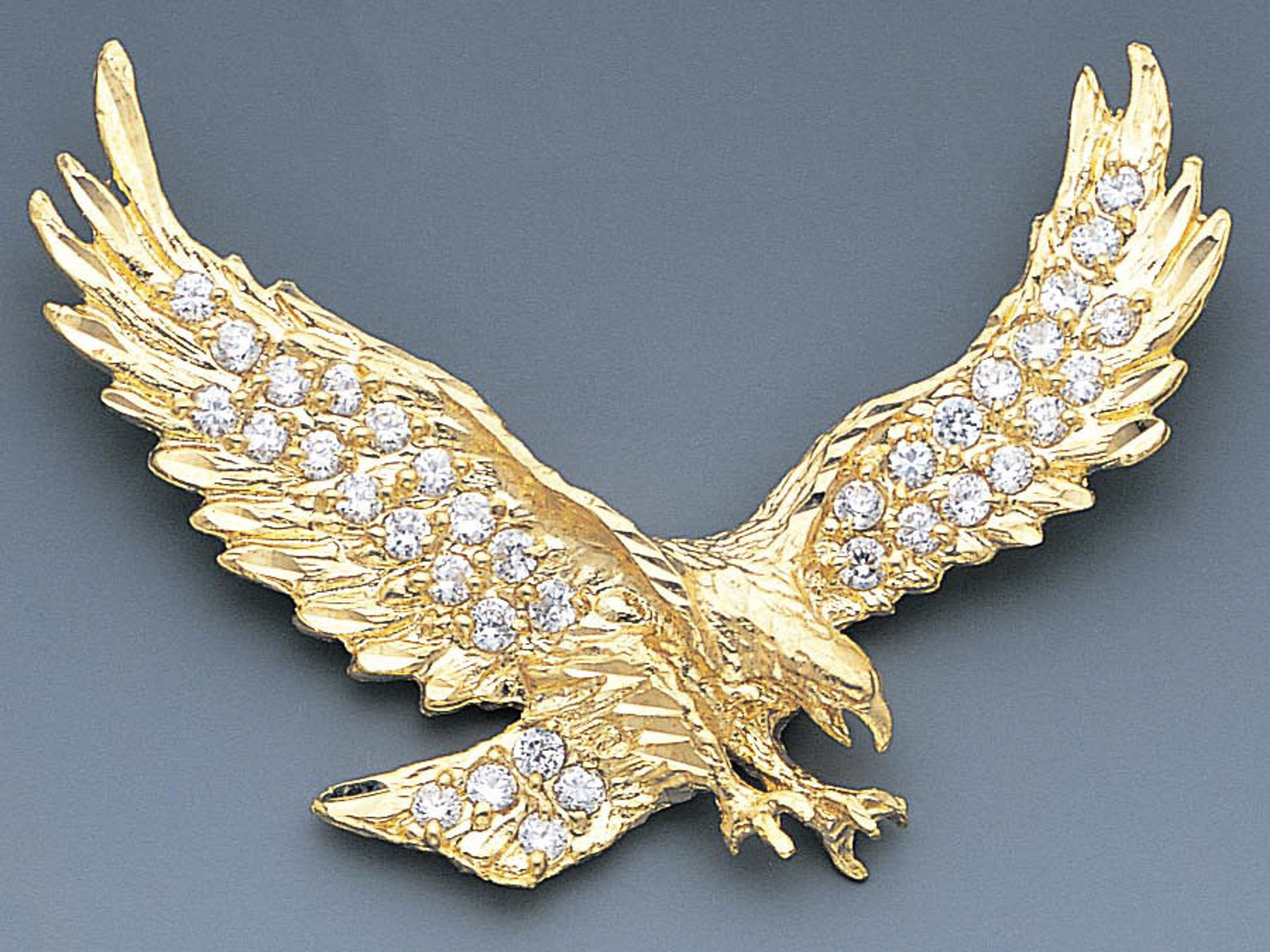 14k Gold Cz American Eagle Pendant 67mm W X 48mm H Inc 14k Gold Cz American Eagle Pendant 67mm W X 48mm H Inc