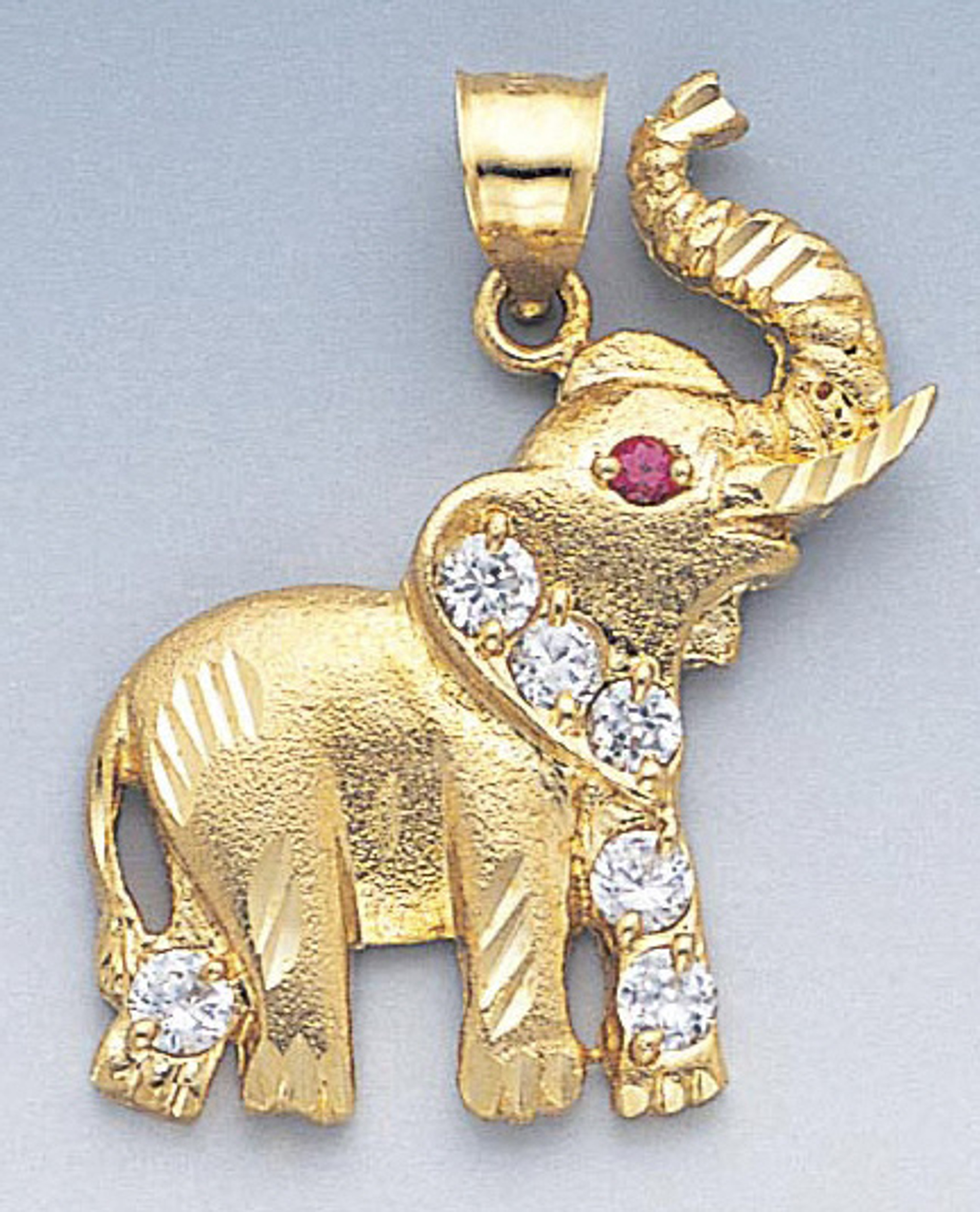14k Gold Cz Elephant Pendant 30mm W X 37mm H Including 14k Gold Cz Elephant Pendant 30mm W X 37mm H Including