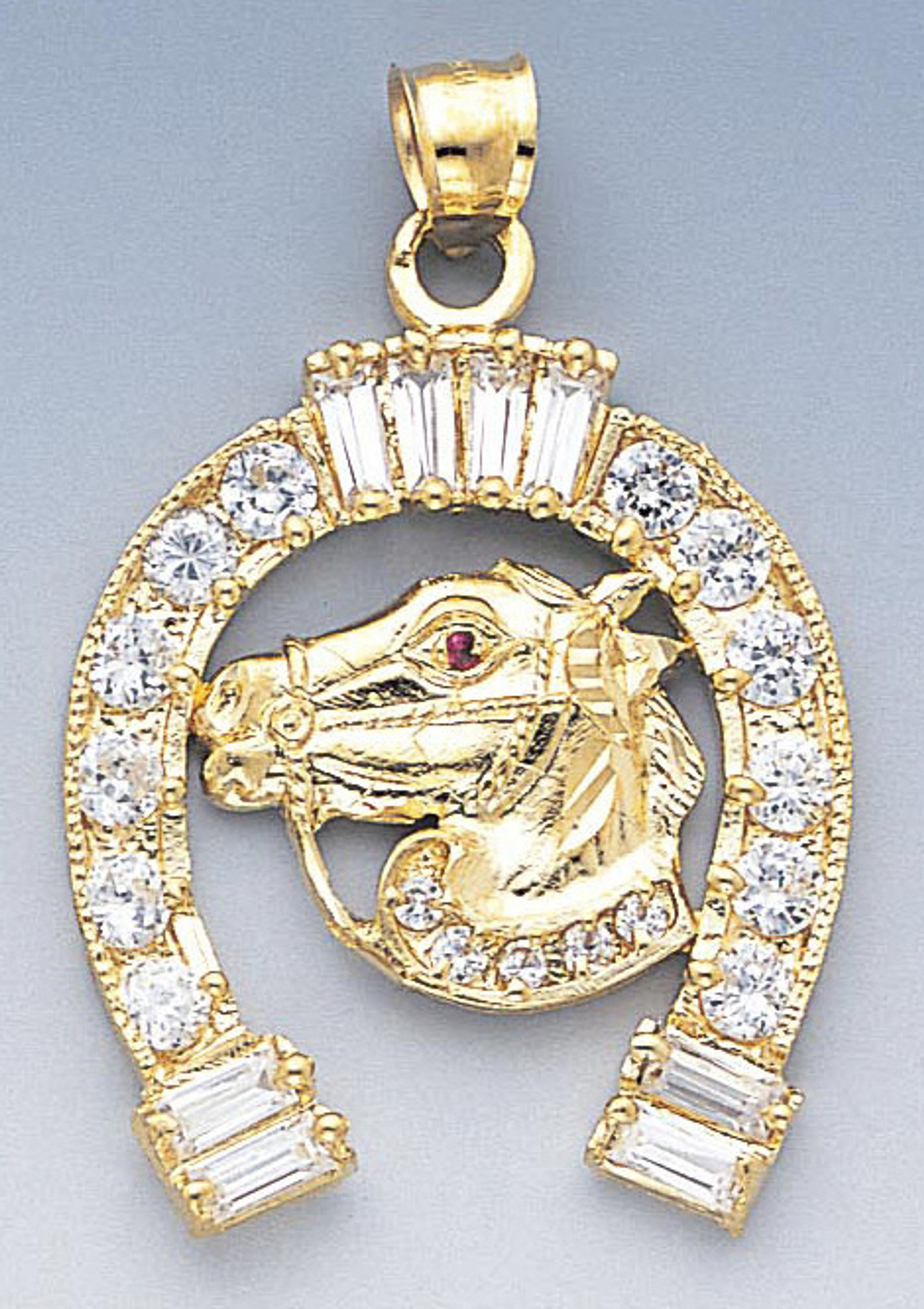 14k Gold Cz Horseshoe Pendant 32mm W X 47mm H Includin 14k Gold Cz Horseshoe Pendant 32mm W X 47mm H Includin