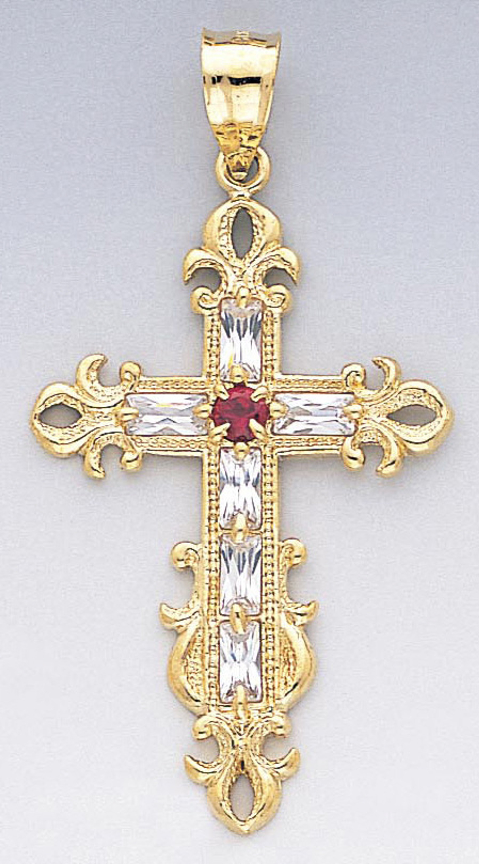 14k Gold Cz Cross Pendant 31mm W X 60mm H Including Ho 14k Gold Cz Cross Pendant 31mm W X 60mm H Including Ho