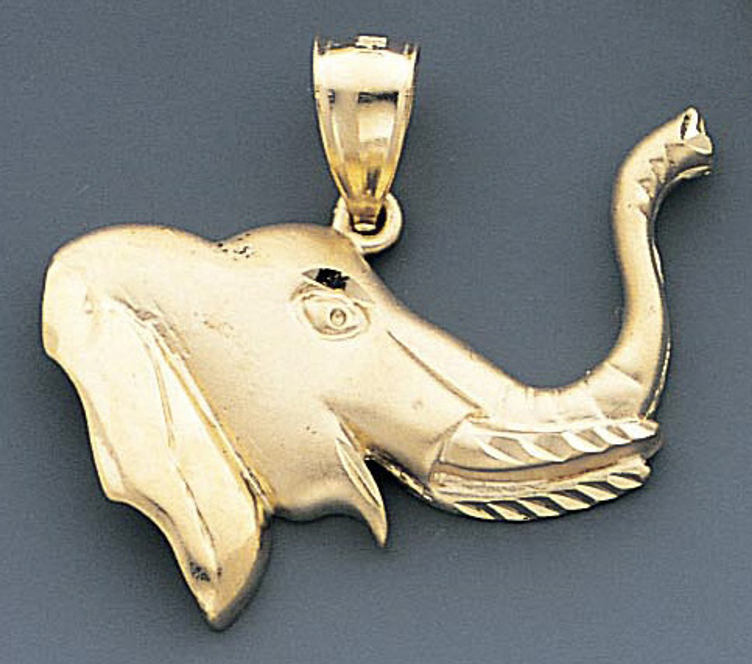 14k Gold Elephant Pendant 34mm W X 30mm H Including Ho 14k Gold Elephant Pendant 34mm W X 30mm H Including Ho