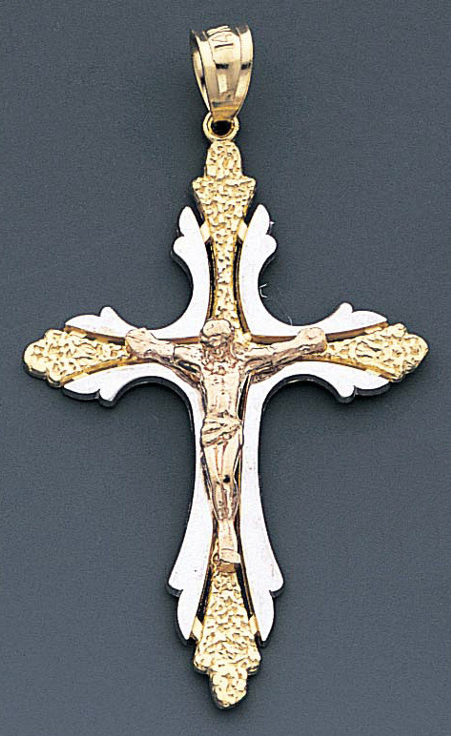 14k Gold Three Color Gold Crucifix Pendant 33mm W X 57mm H Inc 14k Gold Three Color Gold Crucifix Pendant 33mm W X 57mm H Inc