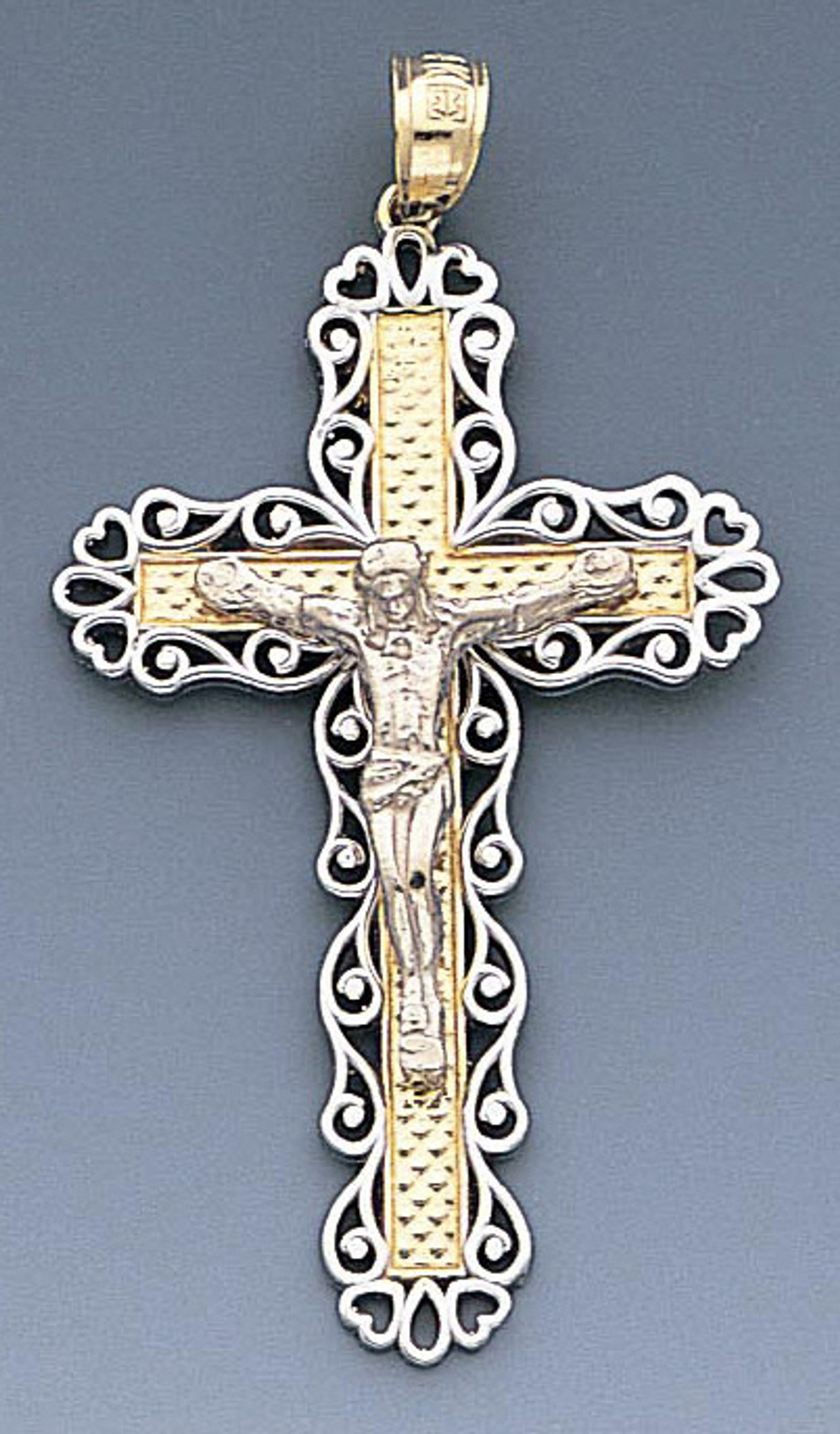 14k Gold Two-tone Crucifix Pendant 27mm by 50mm 14k Gold Two-tone Crucifix Pendant 27mm by 50mm