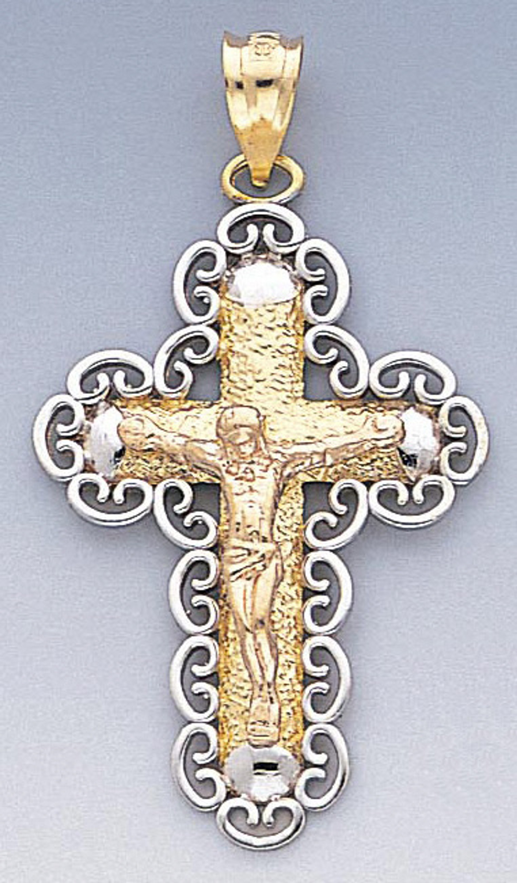 14k Gold Three Color Gold Crucifix Pendant 26mm W X 47mm H Inc 14k Gold Three Color Gold Crucifix Pendant 26mm W X 47mm H Inc