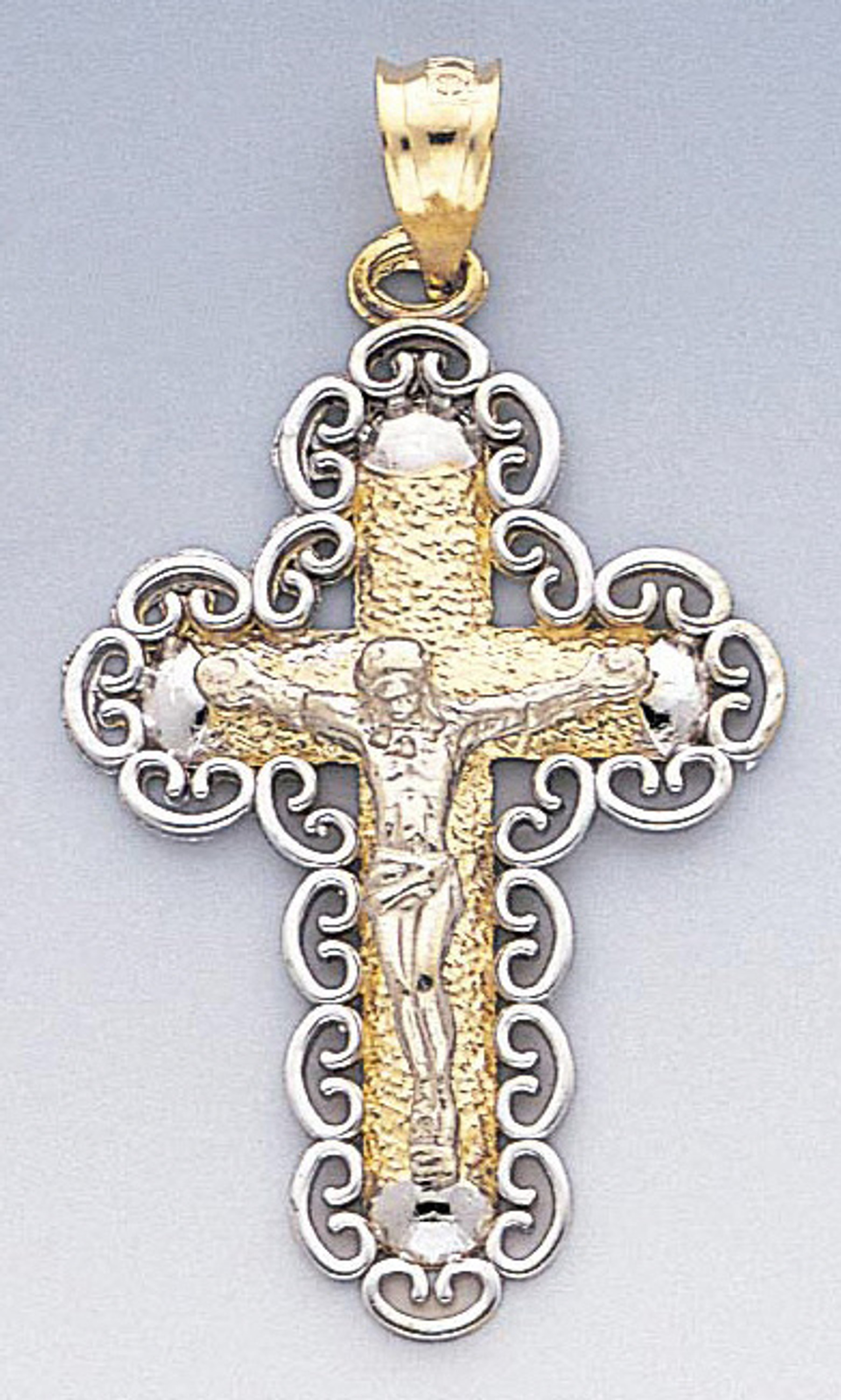 14k Gold Two-tone Crucifix Pendant 26mm W X 47mm H Inc 14k Gold Two-tone Crucifix Pendant 26mm W X 47mm H Inc