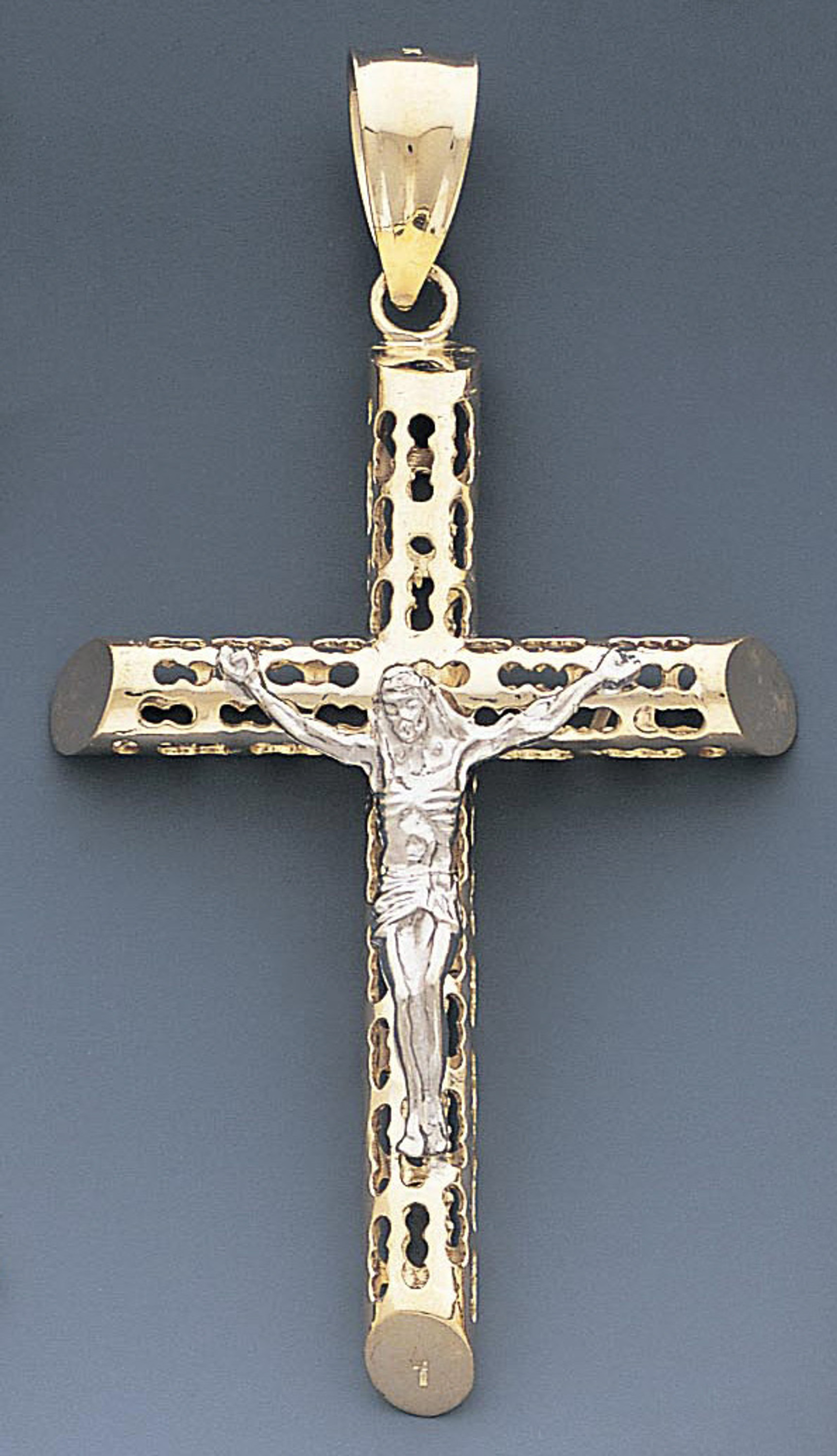 14k Gold Hollow Two-tone Crucifix Pendant 42mm W X 76m 14k Gold Hollow Two-tone Crucifix Pendant 42mm W X 76m