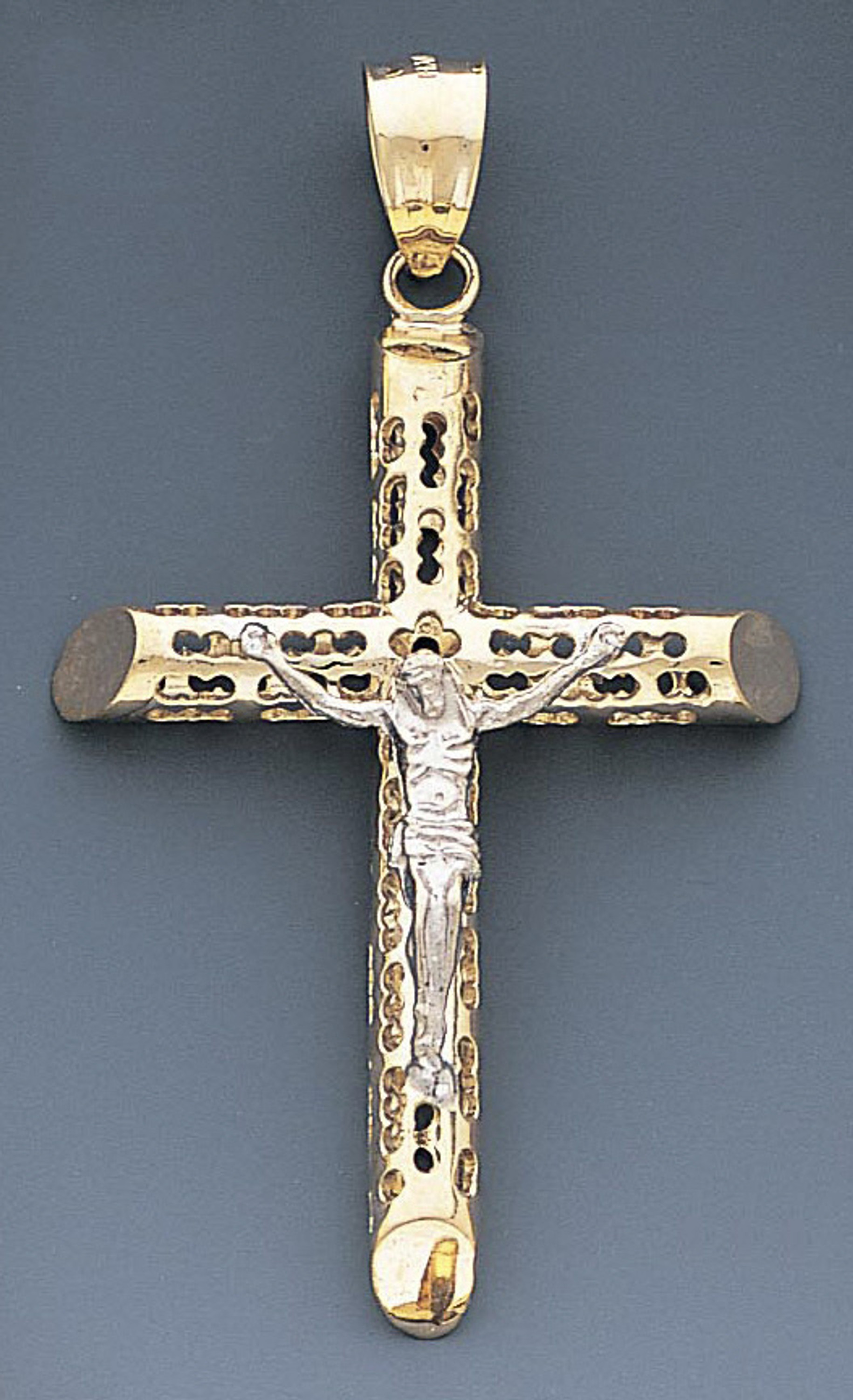 14k Gold Hollow Two-tone Crucifix Pendant 36mm W X 60m 14k Gold Hollow Two-tone Crucifix Pendant 36mm W X 60m
