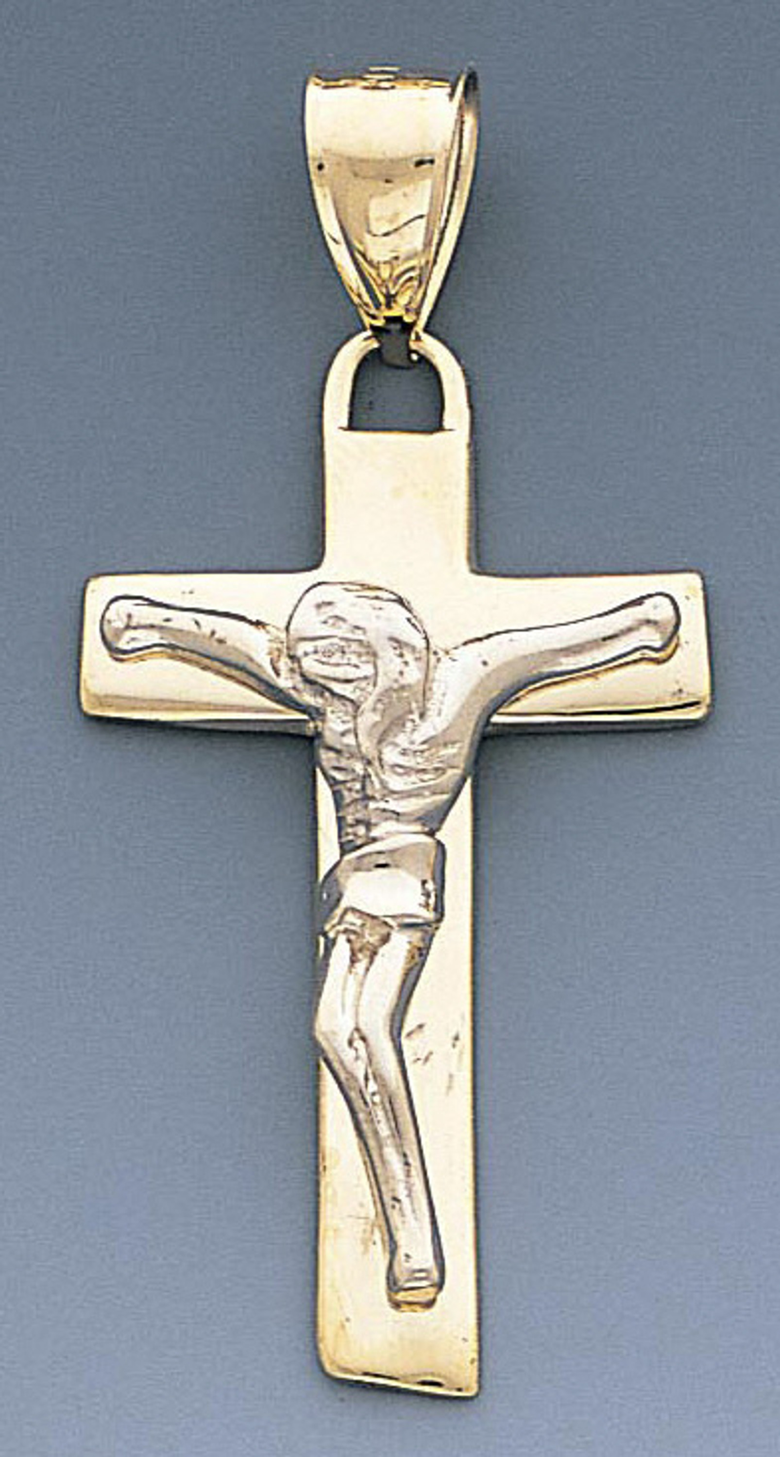 14k Gold Two-tone Fancy Crucifix Pendant 25mm W X 53mm 14k Gold Two-tone Fancy Crucifix Pendant 25mm W X 53mm