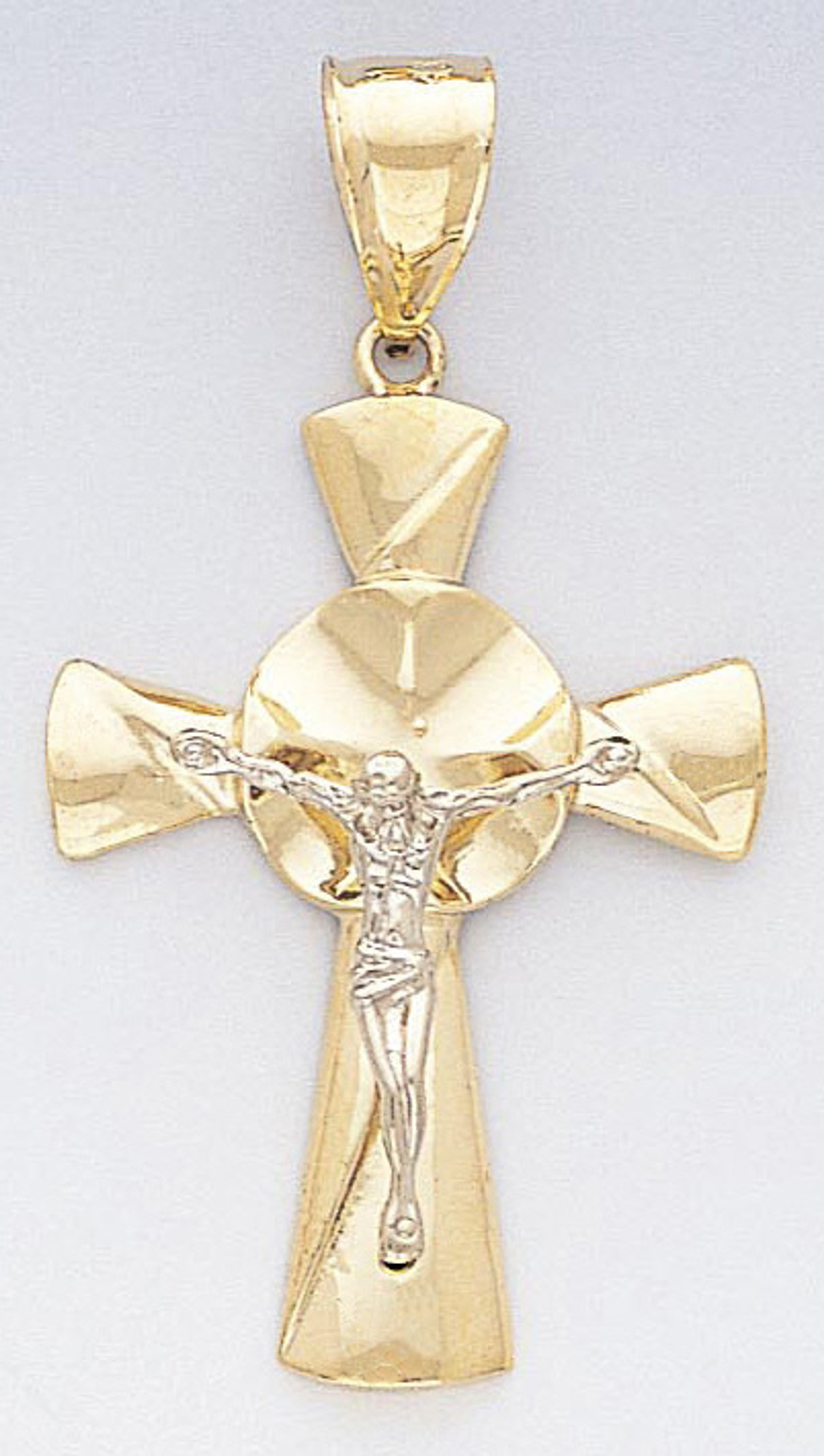 14k Gold Two-tone Fancy Crucifix Pendant 18mm W X 51mm 14k Gold Two-tone Fancy Crucifix Pendant 18mm W X 51mm