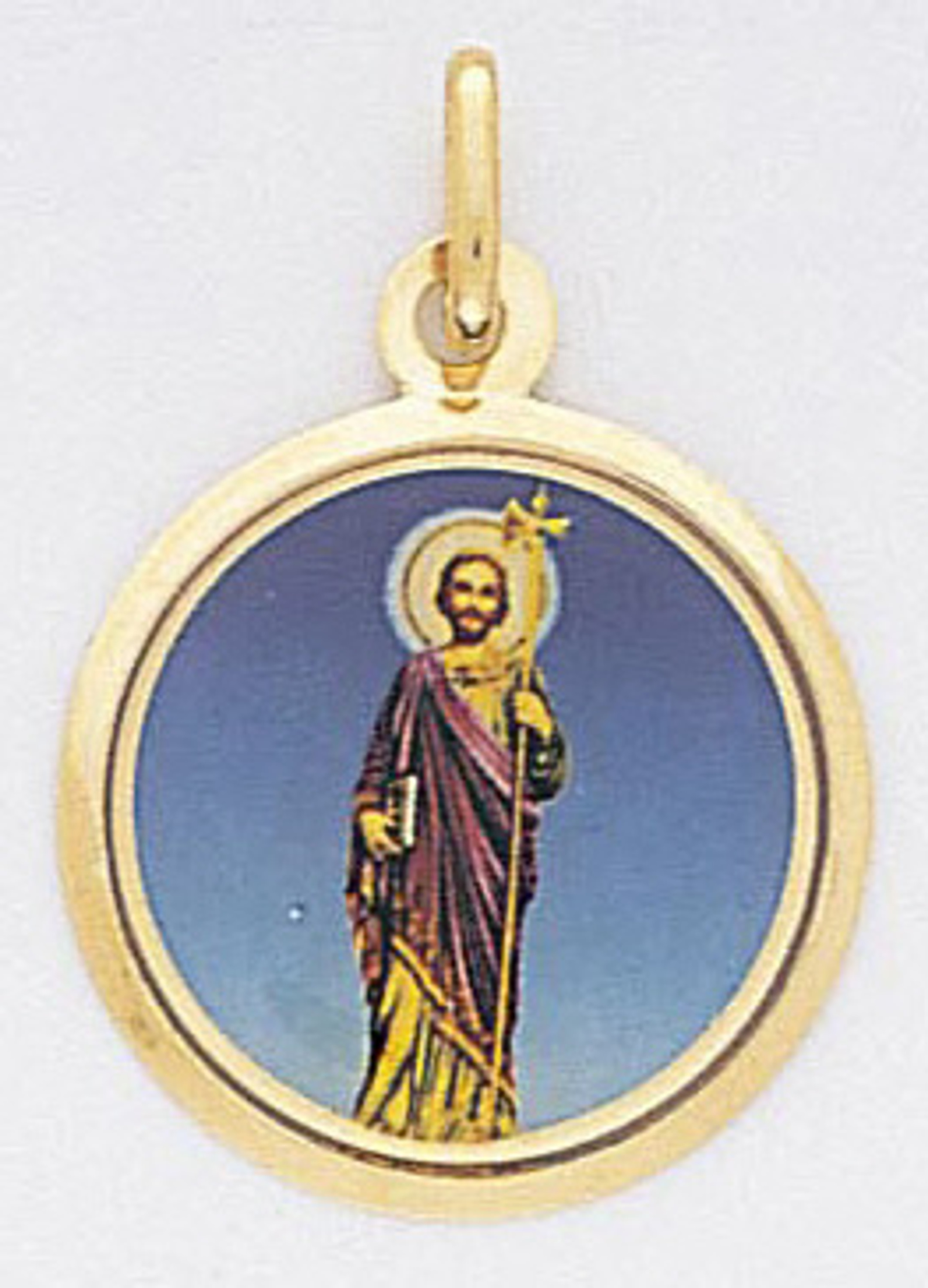 14k Gold Colorful Italian St. Jude Charm 18mm X 26mm 14k Gold Colorful Italian St. Jude Charm 18mm X 26mm