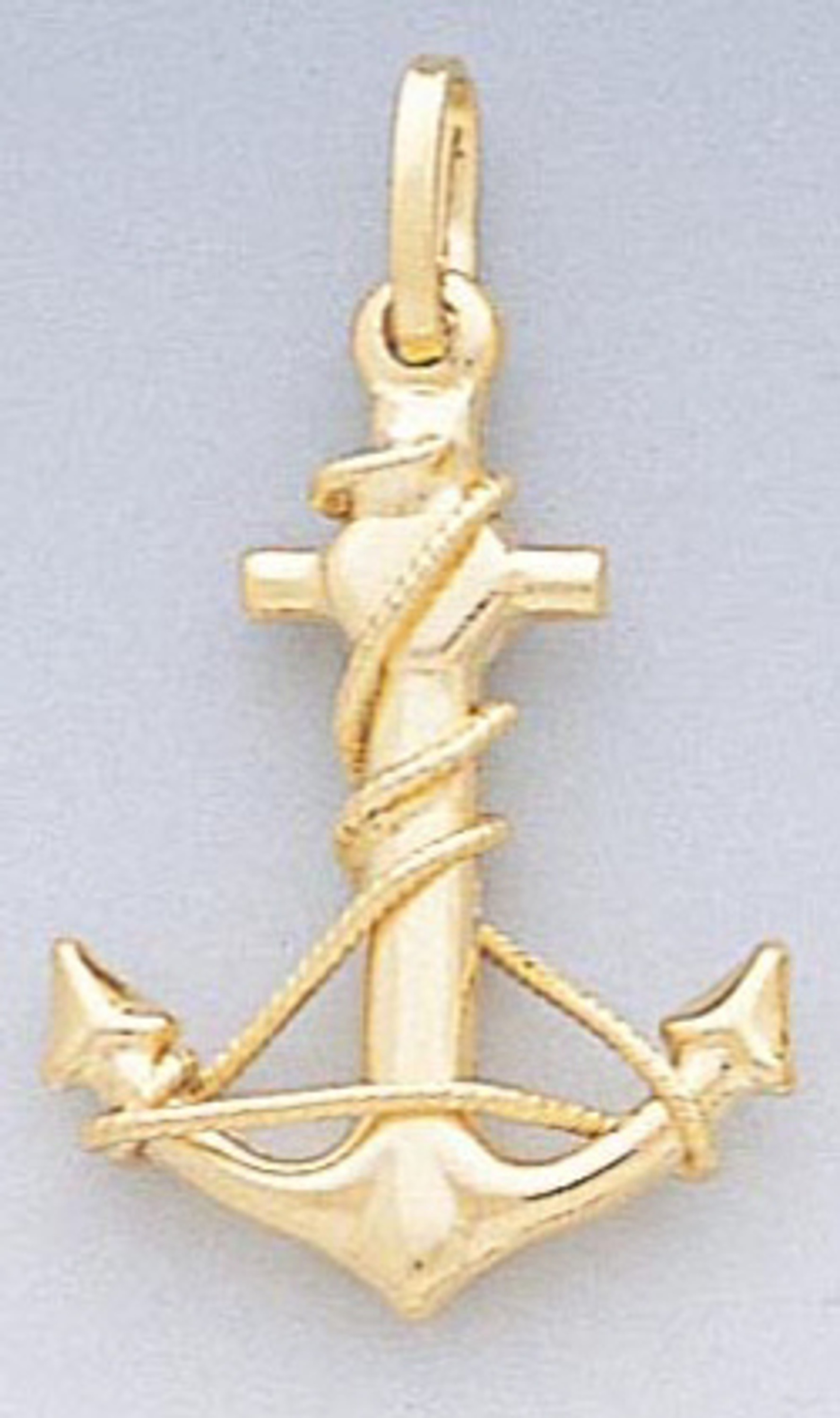 14k Gold Italian Mariner's Anchor Cross Charm 18mm W X 14k Gold Italian Mariner's Anchor Cross Charm 18mm W X