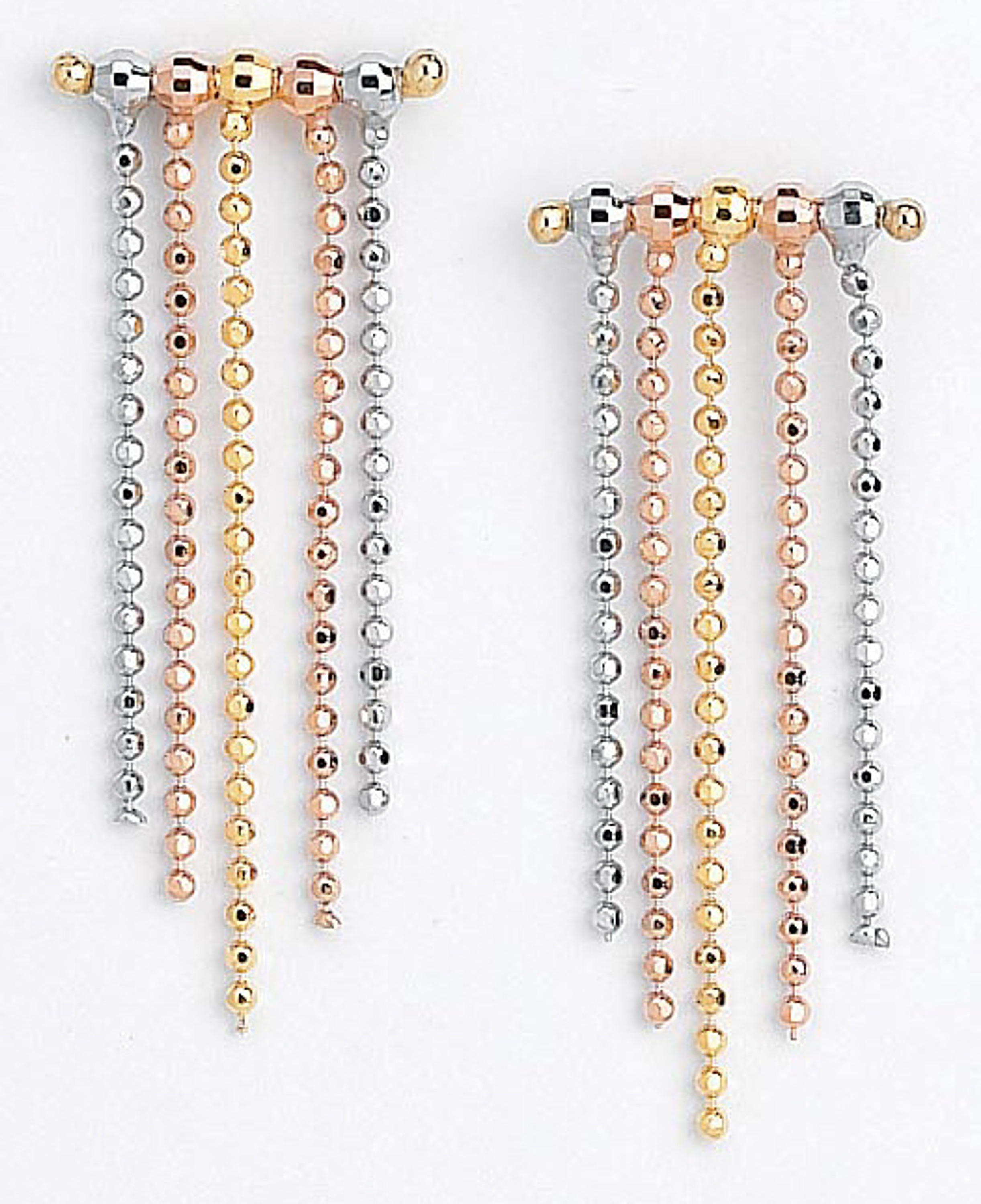 14k Gold Tri-color Disco Drop Earrings 17mm W X 41mm H 14k Gold Tri-color Disco Drop Earrings 17mm W X 41mm H