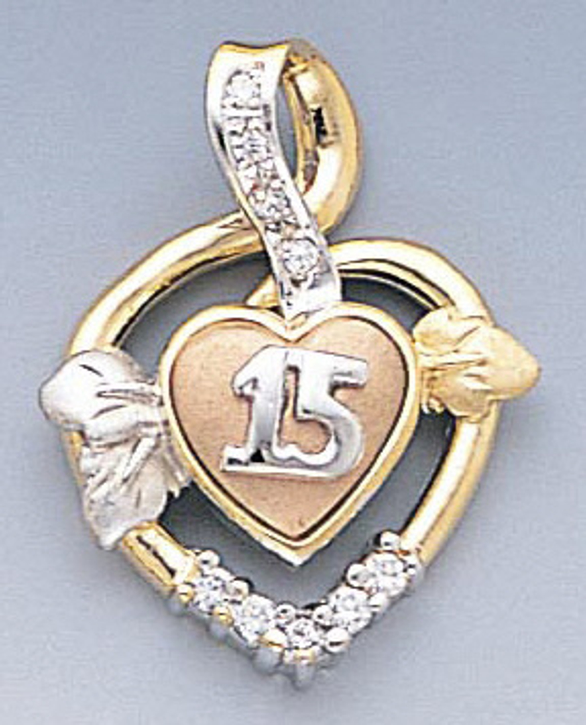 14k Gold Tri-color Fancy Heart Pendant 19mm W X 25mm H 14k Gold Tri-color Fancy Heart Pendant 19mm W X 25mm H