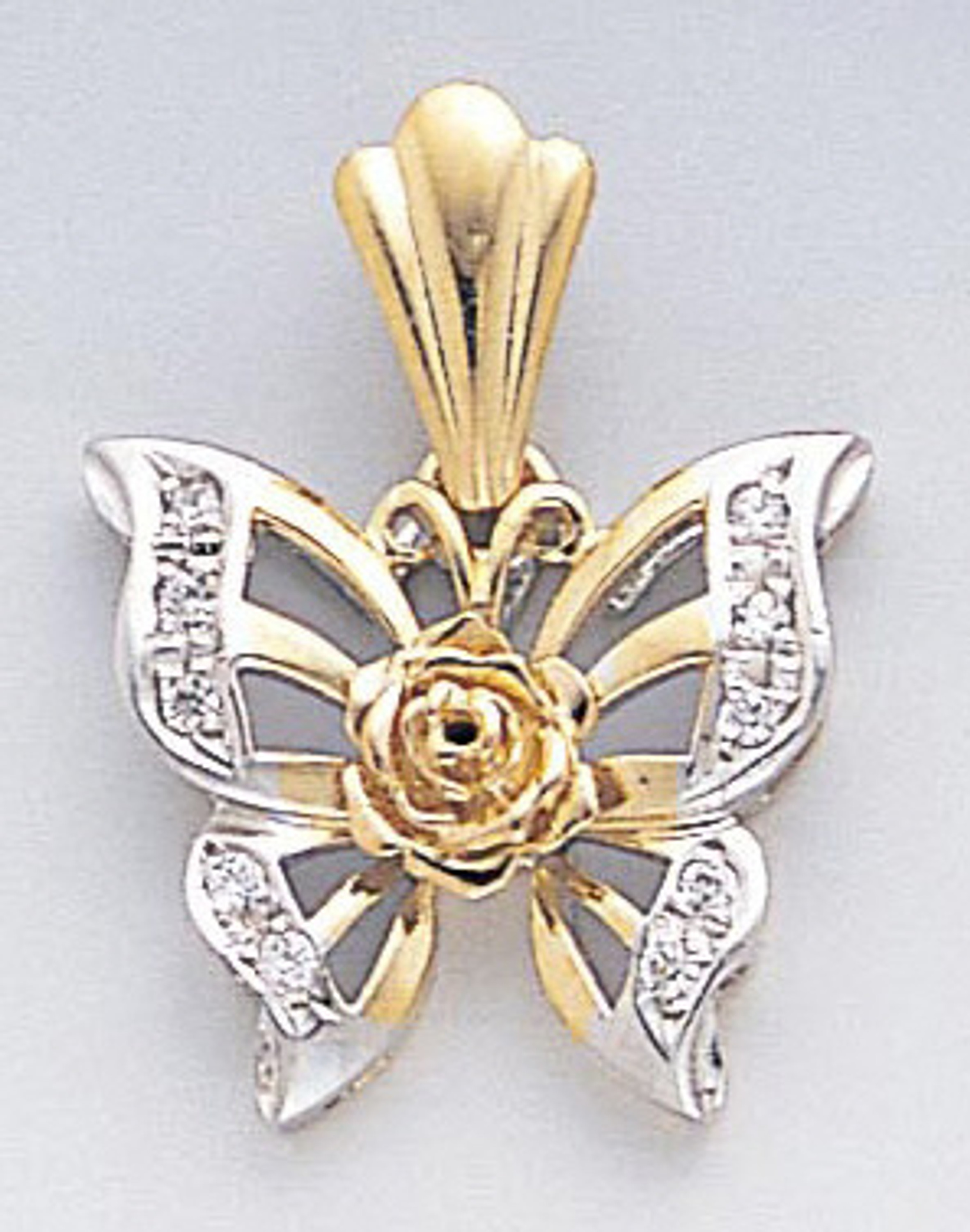 14k Gold Tri-color Fancy Butterfly Pendant 19mm W X 26 14k Gold Tri-color Fancy Butterfly Pendant 19mm W X 26