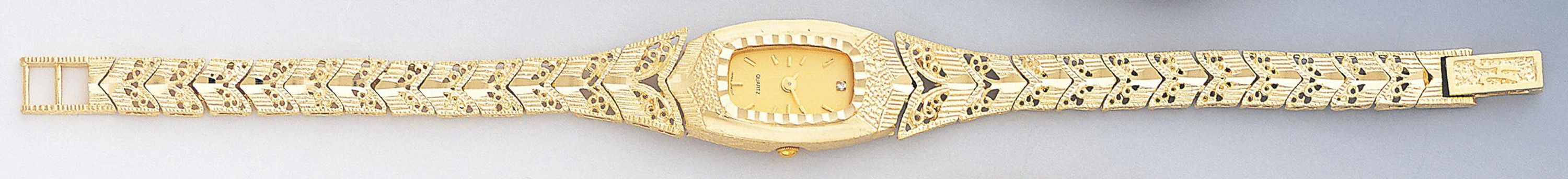 14k Gold Ladies 16mm Filigree Chevron Pattern Watch 14k Gold Ladies 16mm Filigree Chevron Pattern Watch